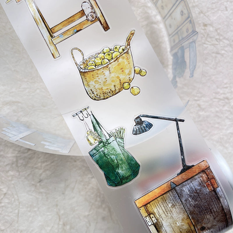 DingDing Vol8【29#Reside】Home Furnishing,Original Design Vintage Scenery Washi/PET Tape Stickers, for Scrapbook Supplies,Scrapbook Tape Stickers,Junk Journal Supplies, Journaling Stickers,Bullet Journals