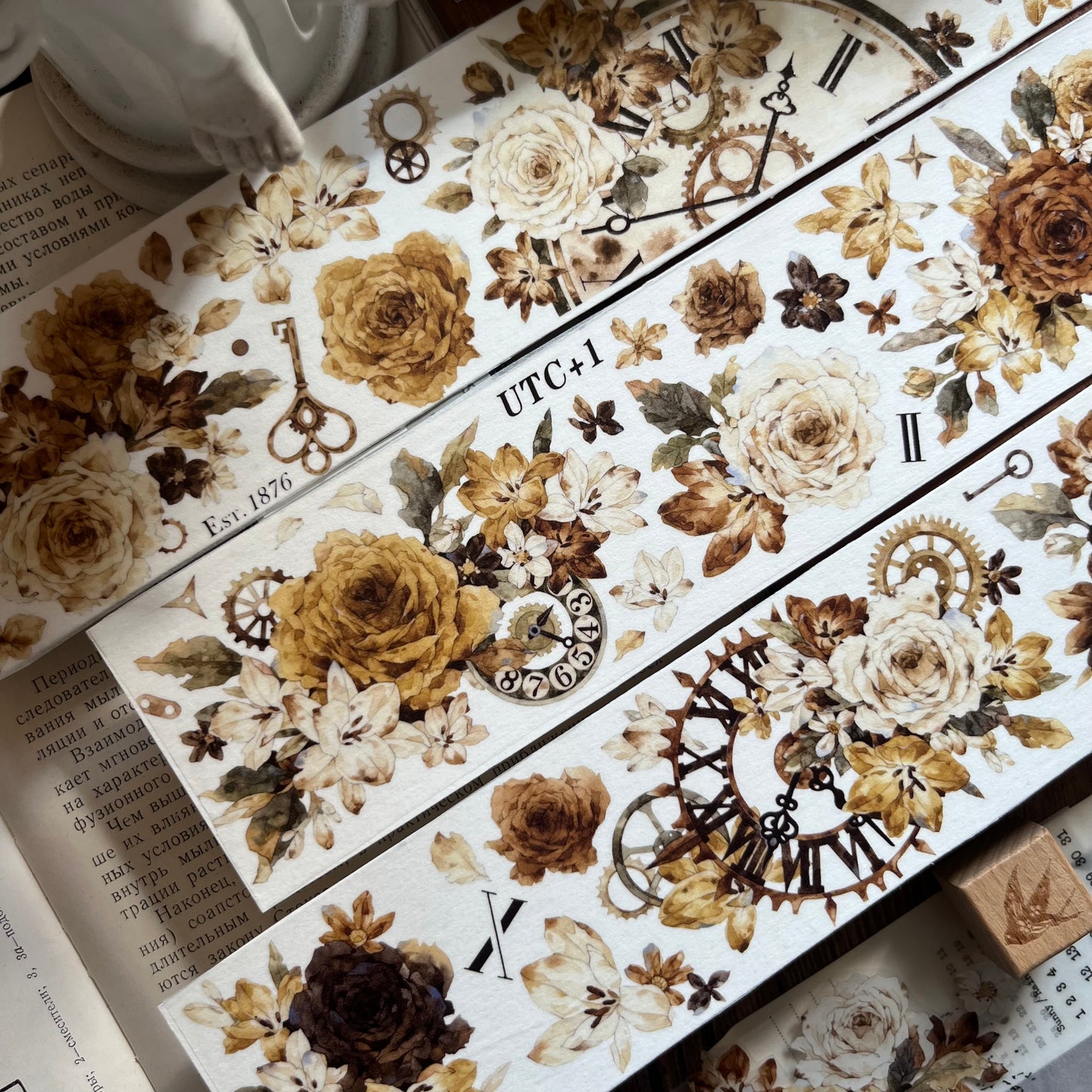 YiEr Vol13【Amber Flowing Light】Orginal Design Washi/Pet Floral Tape Light Retro Landscaping Stickers