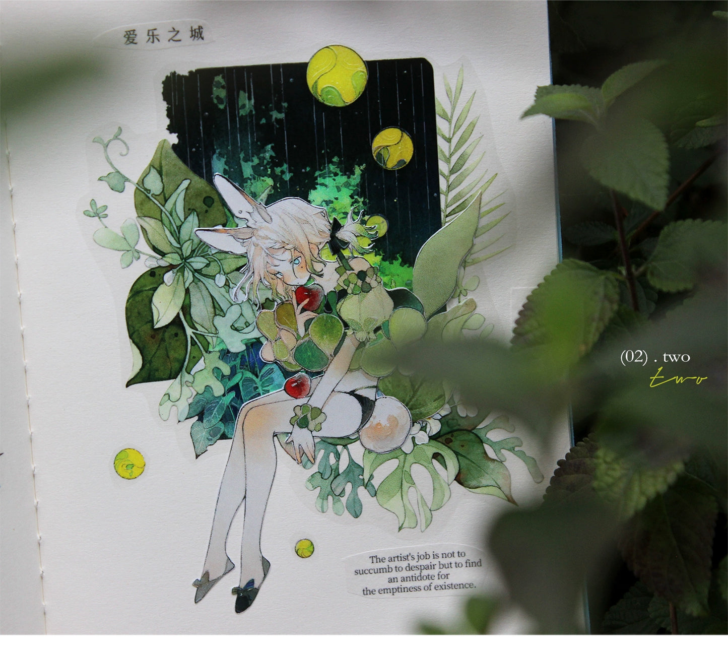 Moodtape【At Dusk in Spring and Green Mountains】Original Character Elf Design Washi/Pet Tape Stickers,for Scrapbook Supplies,Scrapbook Tape Stickers,Junk Journal Suppliesmoodtape