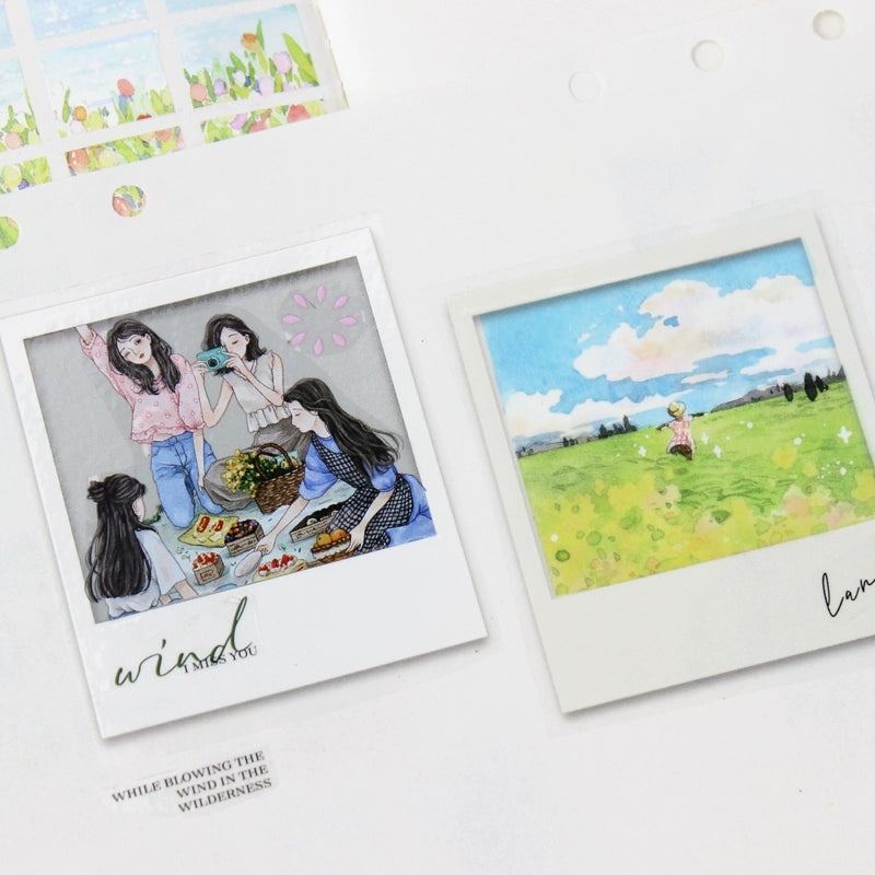 Moodtape【Traveler's Diary&White Gallery】Landscape Frame Original Design Washi/Pet Tape Stickers,for Scrapbook Supplies,Scrapbook Tape Stickers,Junk Journal Supplies