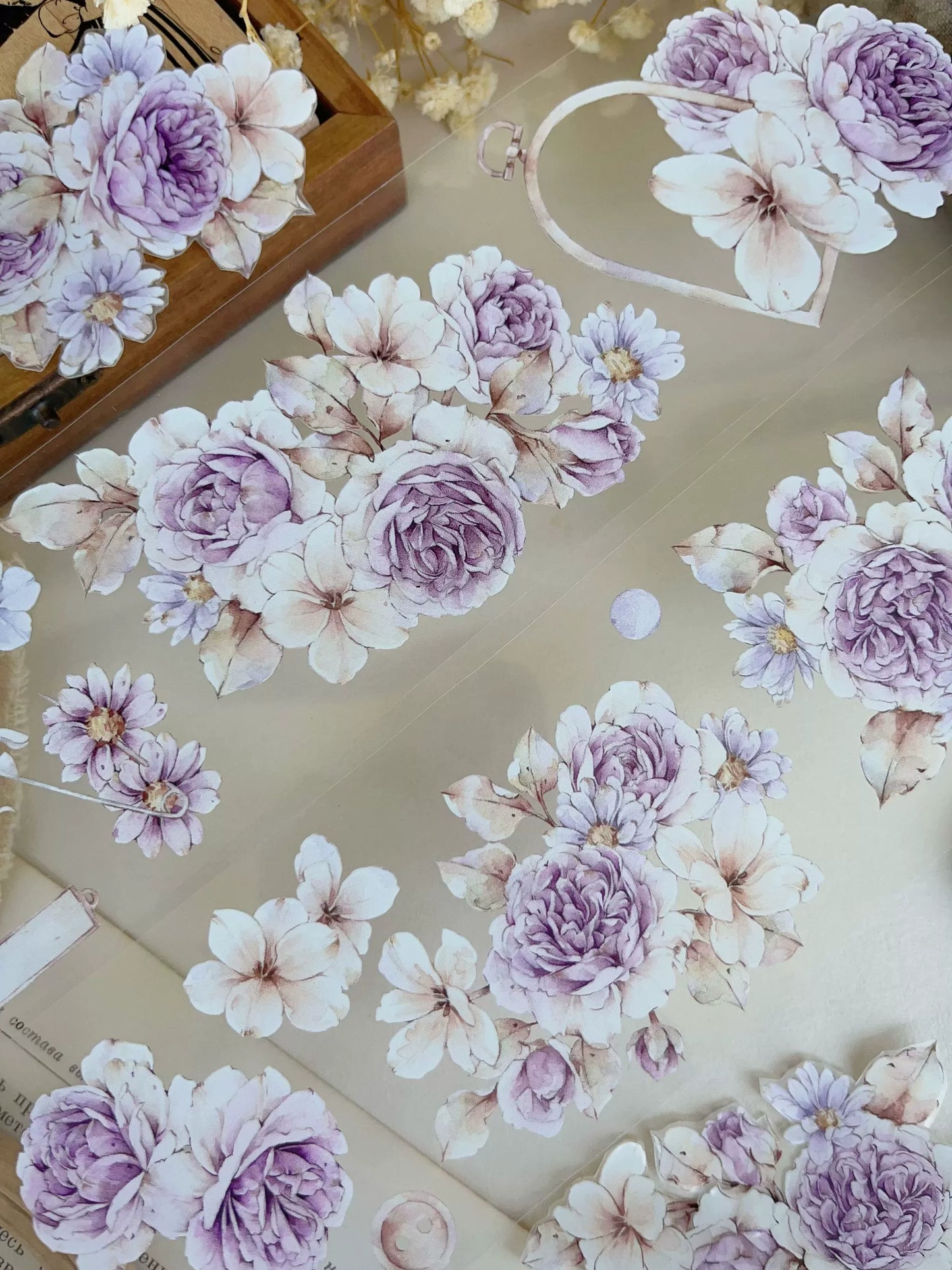 YiEr Vol11【Dushan Purple】Light Retro Floral Washi Tape and PET Stickers