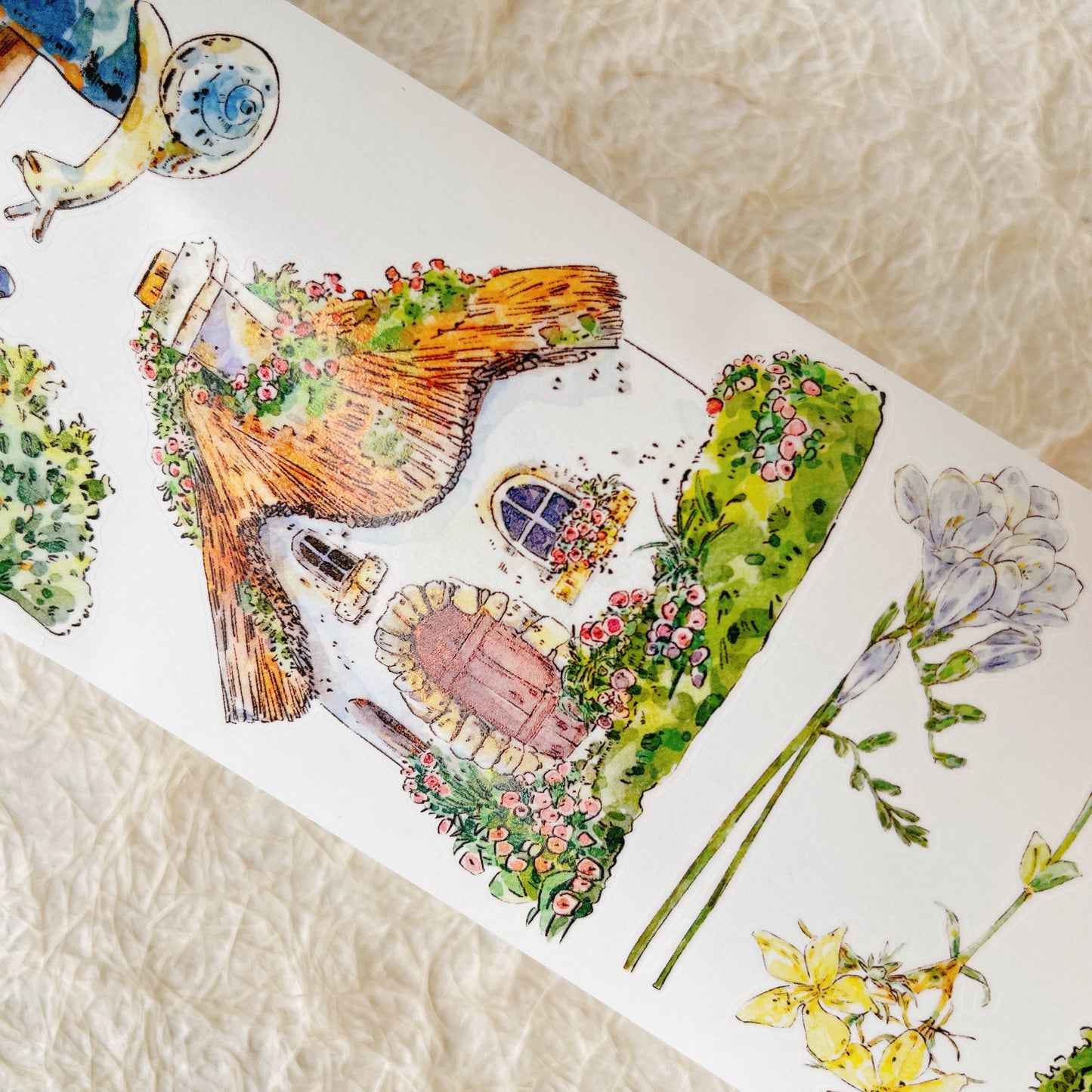 Seahorse Forest Vol8 A48 Vintage Forest Cottage,Pre-Cut Scene Washi/PET Tape Stickers,Original Design,for Scrapbook Supplies,Scrapbook Tape Stickers,Junk Journal Supplies