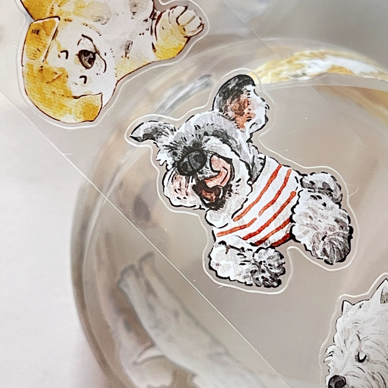 Seahorse Forest Vol5【A28#Wang~】Cute Dogs,Original Design Pre-Cut Washi/PET Tape Stickers,for Scrapbook Supplies,Junk Journal Supplies
