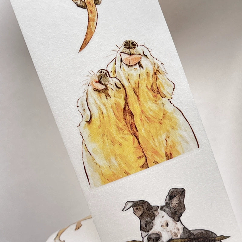 Seahorse Forest Vol5【A28#Wang~】Cute Dogs,Original Design Pre-Cut Washi/PET Tape Stickers,for Scrapbook Supplies,Junk Journal Supplies