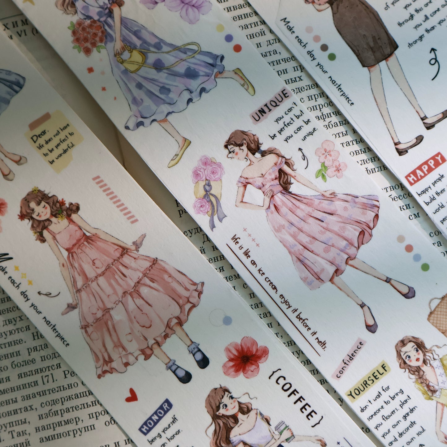 YiEr Vol13【Girls of Summer】Orginal Design Character Washi/Pet Tape Light Retro Stickers
