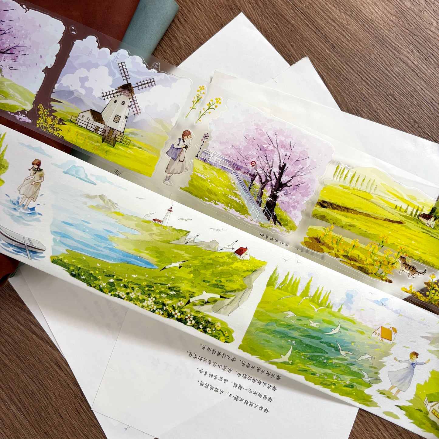 ZiYuanSu Vol12【Spring and Summer Romance】Scene/Landscape Pre-cut Washi/PET Tape,for Scrapbook Supplies,Scrapbook Tape Stickers,Junk Journal Supplies