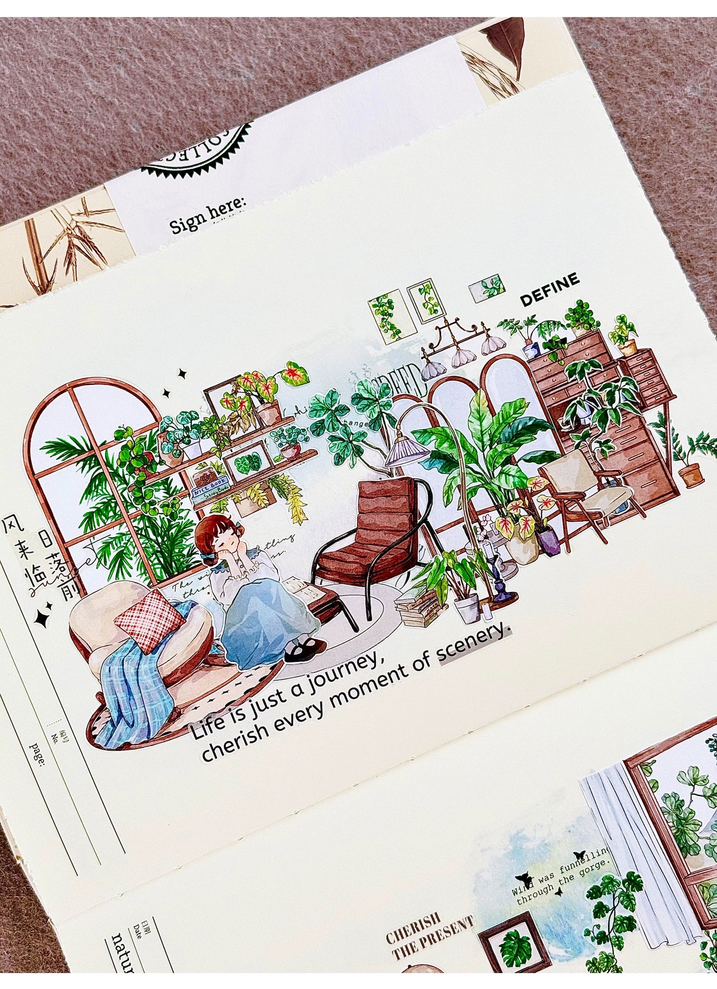 ZiYuanSu Vol12【My Forest House】Scene/Landscape Pre-cut Washi/PET Tape,for Scrapbook Supplies,Scrapbook Tape Stickers,Junk Journal Supplies