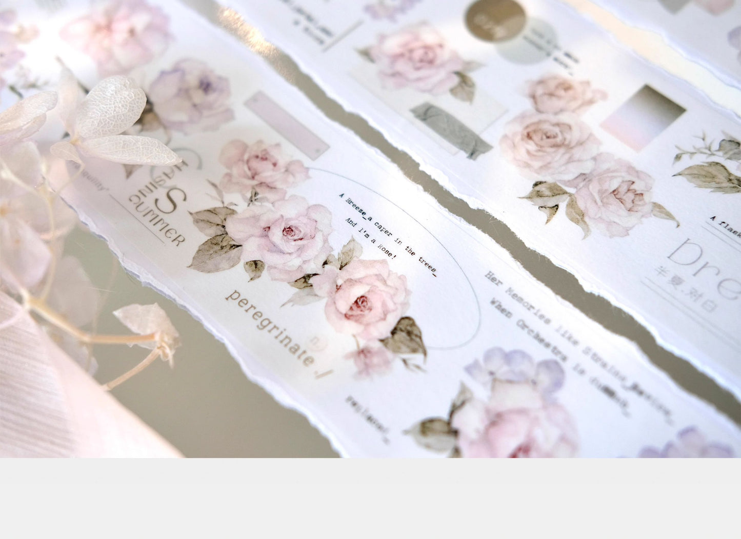 QueBanCha Vol4【Chunwu Flower Room】Orginal Design Washi/Pet Tape Light Retro Landscaping Stickers,for Scrapbook Supplies,Scrapbook Tape Stickers,Junk Journal Supplies