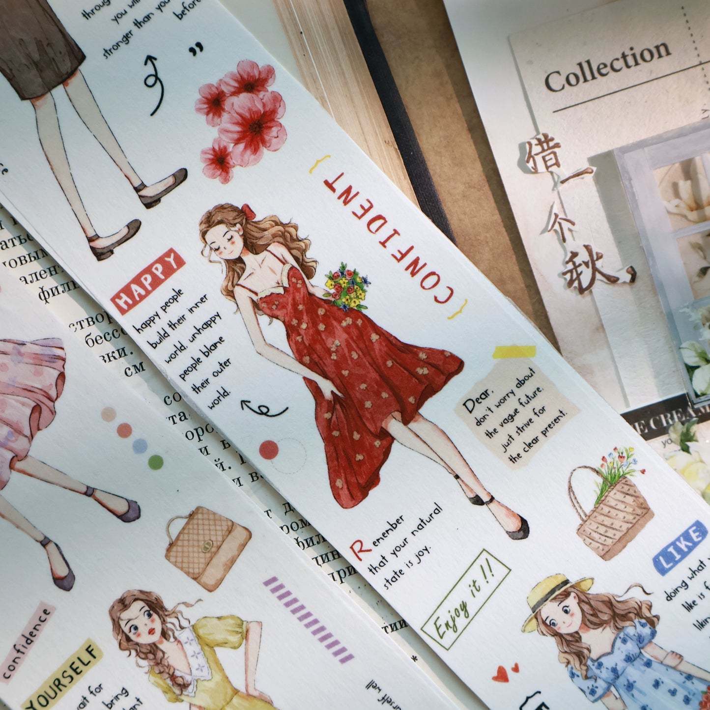 YiEr Vol13【Girls of Summer】Orginal Design Character Washi/Pet Tape Light Retro Stickers
