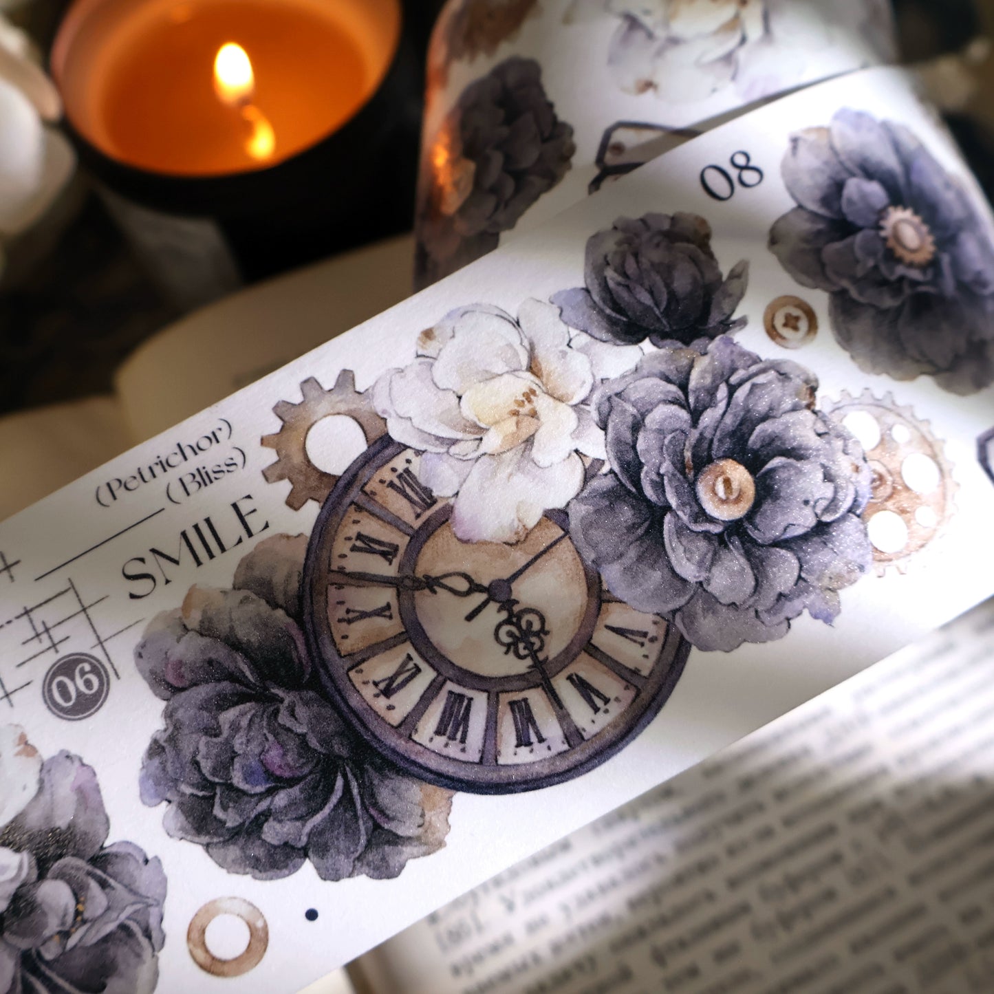 YiEr Vol13【Smoke Ink White】Orginal Design Washi/Pet Floral Tape Light Retro Landscaping Stickers