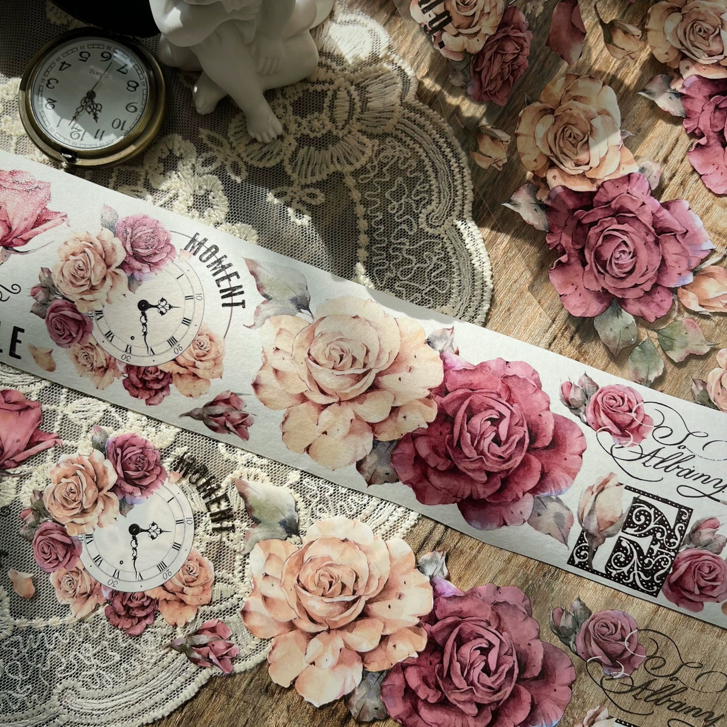 YiEr【Vintage Rose】Orginal Design Washi/Pet Tape Light Retro Floral Stickers
