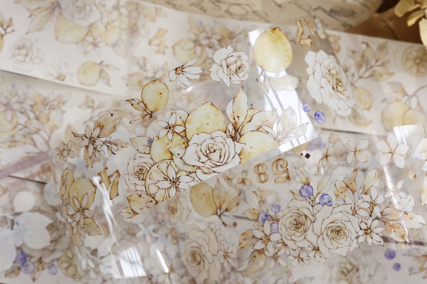 XiaoBaiJia【Afternoon Sunshine】Light Retro Fresh Lemon Flower and Paper PET Washi/PET Tape