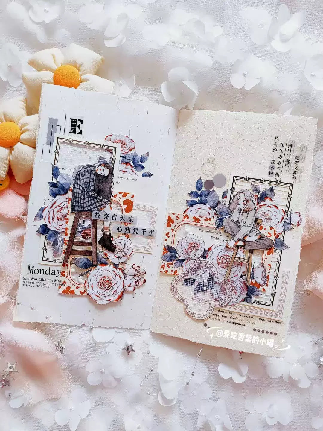 Kaixiaoxun Vol9 【Nestled in the Sofa】 Pre-Cut Long Loop Washi/Matte PET Tape for Scrapbook Supplies,Junk Journal Supplies