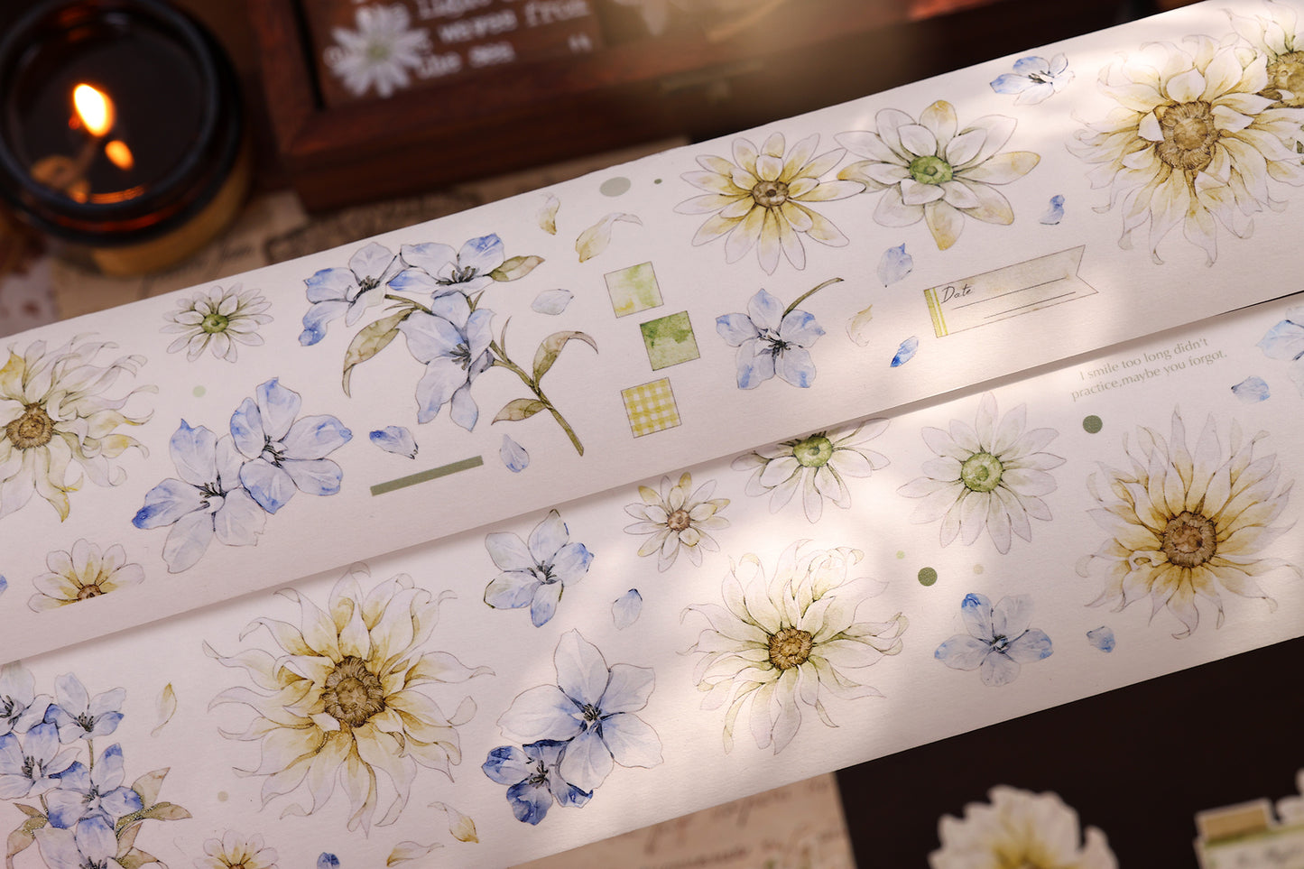 XiaoBaiJia【Franju】【 Floating Light Warm Orange】Orginal Design Washi/Pet Floral Tape Light Retro Landscaping Stickers