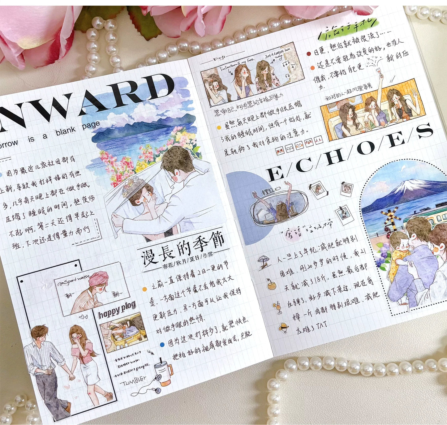 XingXing Vol12【A Path Adorned with Blossoms】 Pre-cut Salt based Daily Growth Path for Girls, Healing and Striving for a Lifetime Washi PET Tape