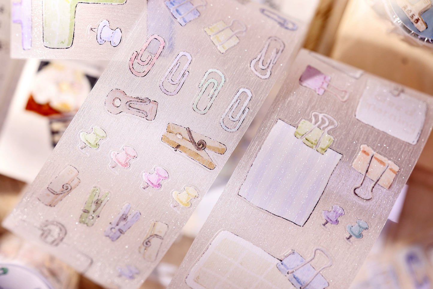 XiaoBaiJia Minimalist Style【Pinch Something】Clips Orginal Design Washi Pet Tape Landscape Stickers