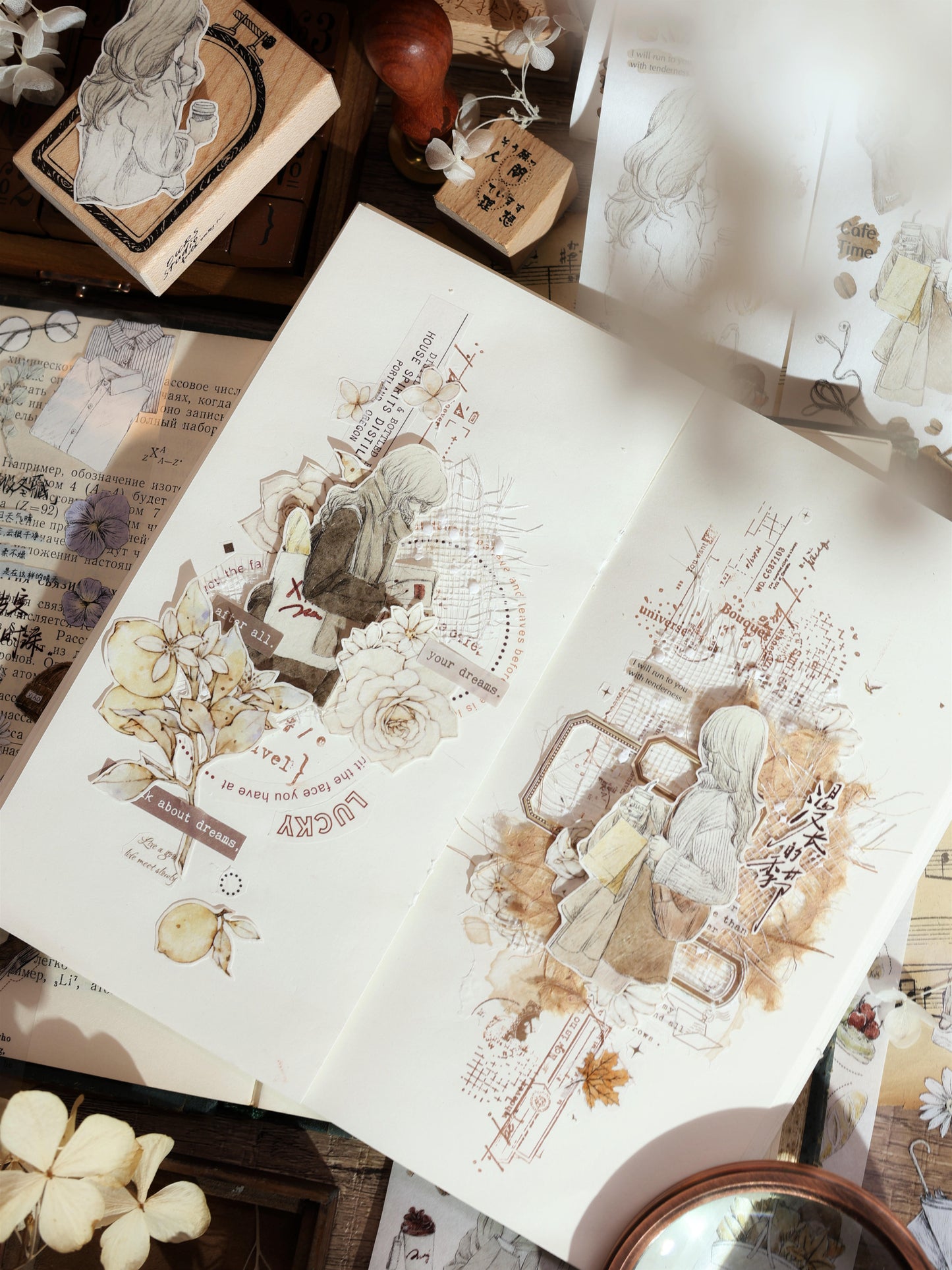 XiaoBaiJia【Afternoon Sunshine】Light Retro Fresh Lemon Flower and Paper PET Washi/PET Tape