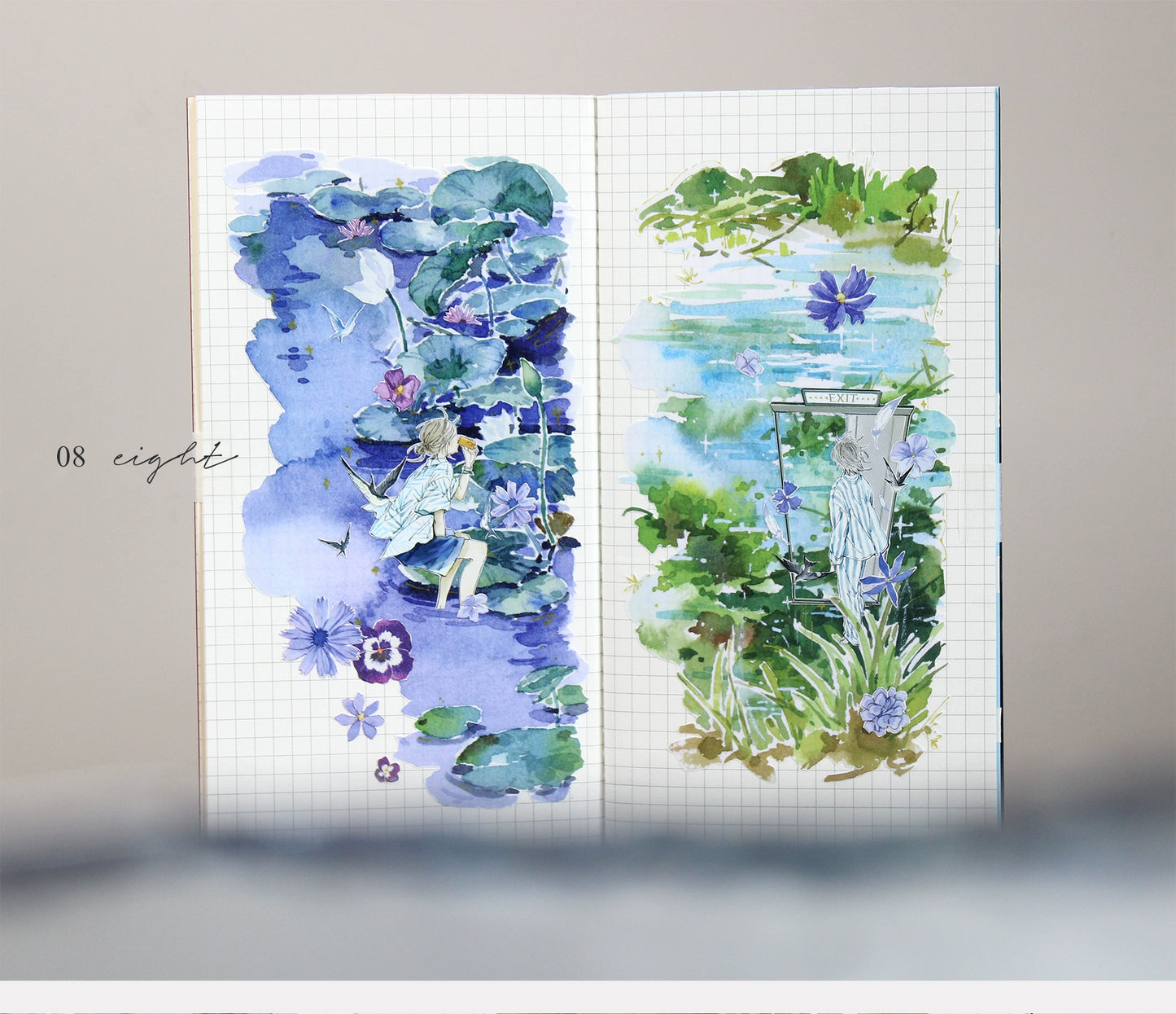 Moodtape【Yixi New Green】Grassland Landscap Original Design Washi/Pet Tape Stickers,for Scrapbook Supplies,Scrapbook Tape Stickers,Junk Journal Supplies