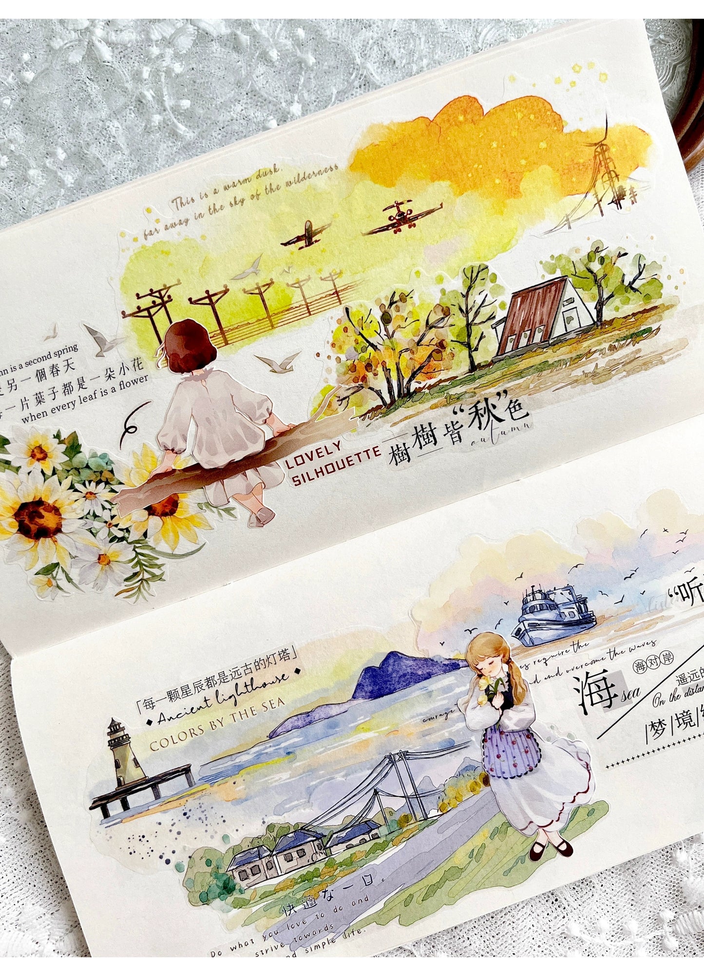ZiYuanSu Vol12【Dear Girl】Pre-Cut Original Design Character Washi/PET Tape Stickers, for Scrapbook Supplies,Scrapbook Tape Stickers,Junk Journal Supplies, Journaling Stickers,Bullet Journals