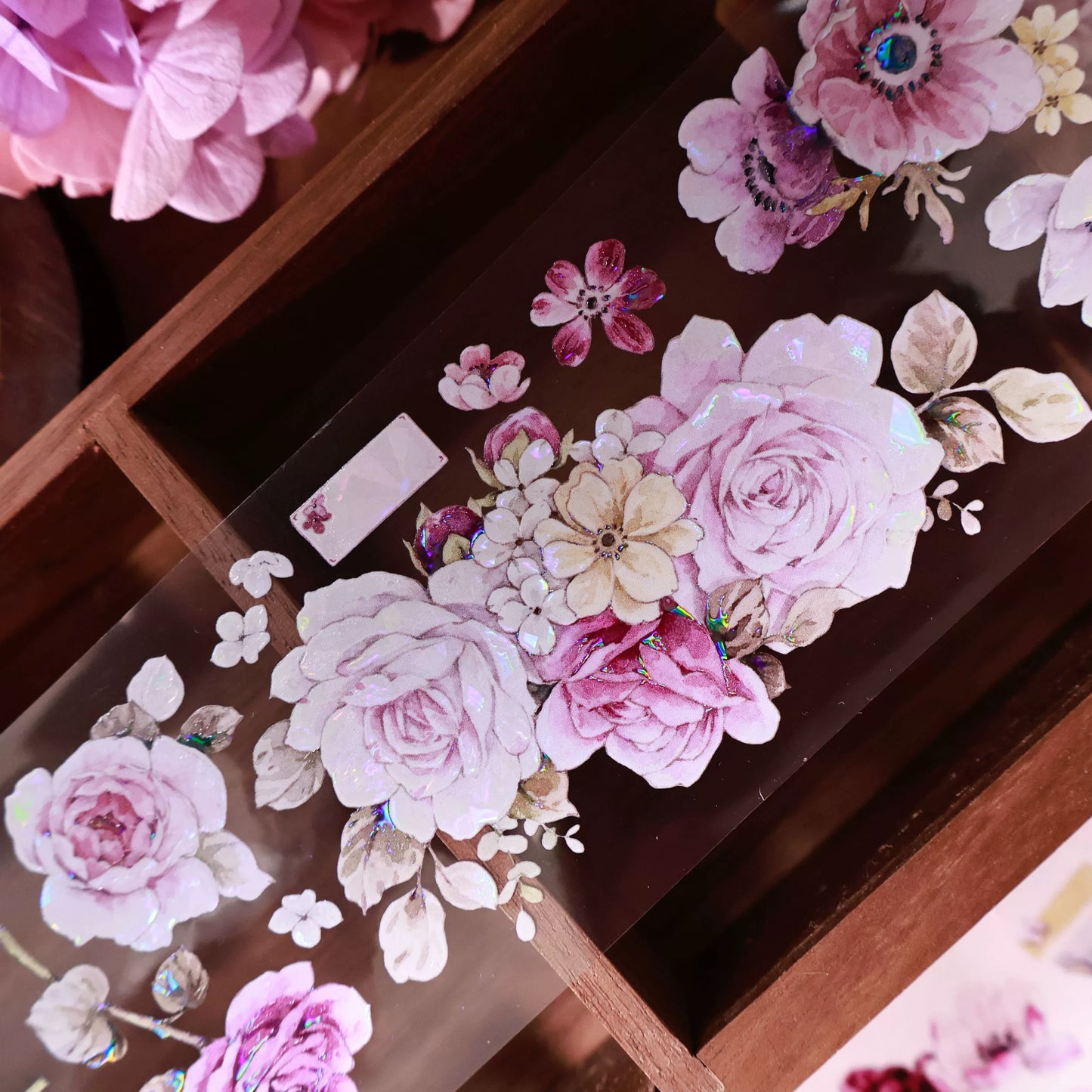 YiEr Vol14【Purple Mist Yarn】Rose Floral Washi Tape and PET Stickers