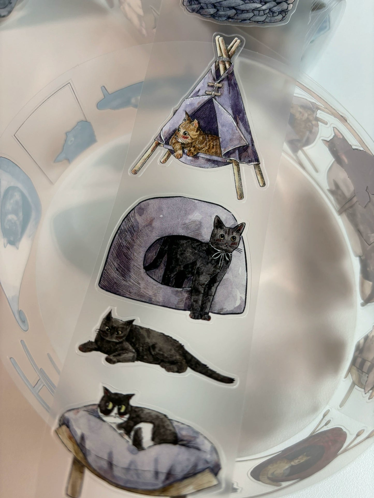 Kaixiaoxun Vol9 【Cat's Nest】 Pre-Cut Long Loop Washi/Matte PET Tape for Scrapbook Supplies,Junk Journal Supplies