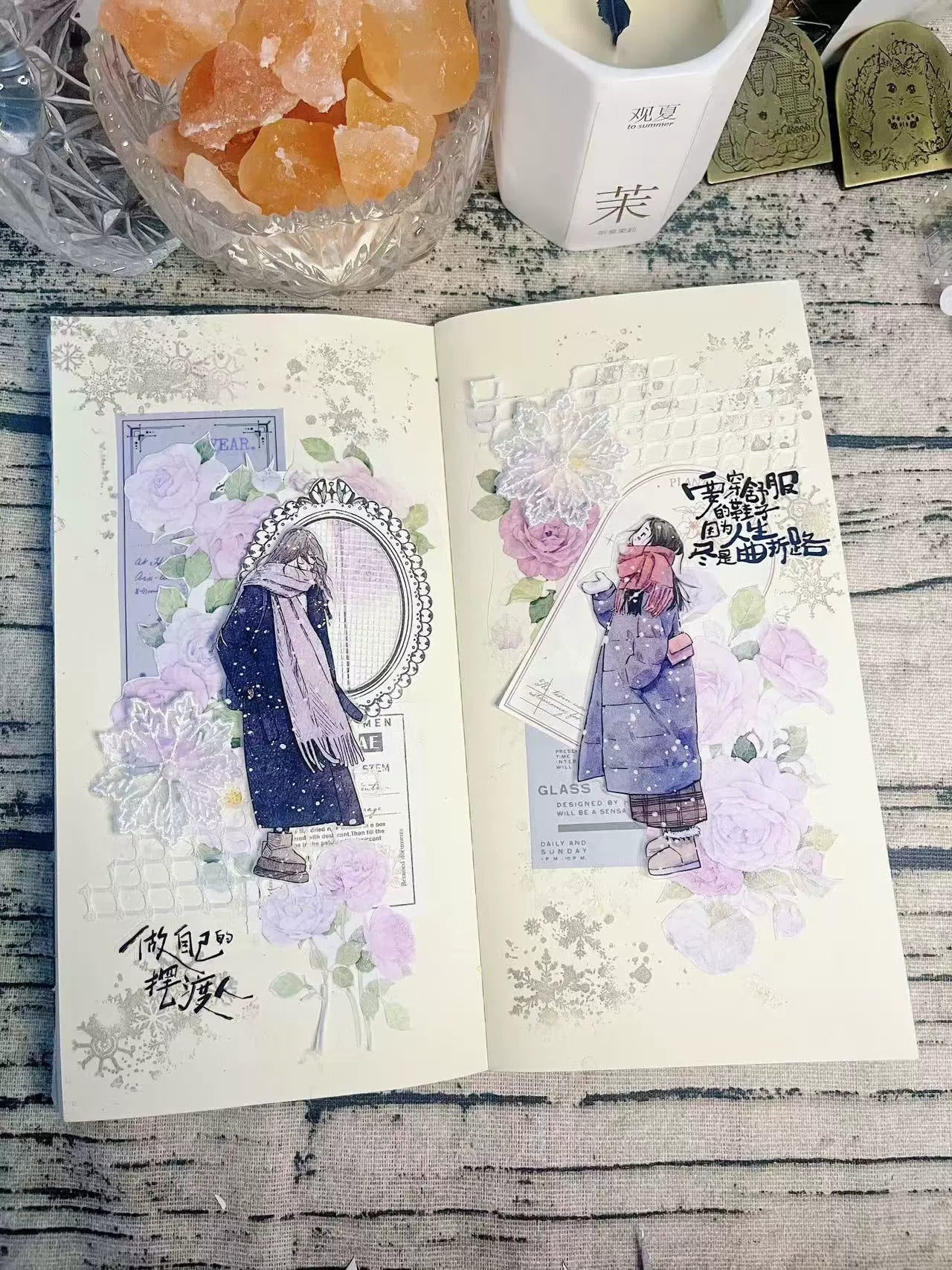 Kaixiaoxun Vol8 【It's Snowing】 Pre-Cut Washi/Matte PET Tape for Scrapbook Supplies,Junk Journal Supplies