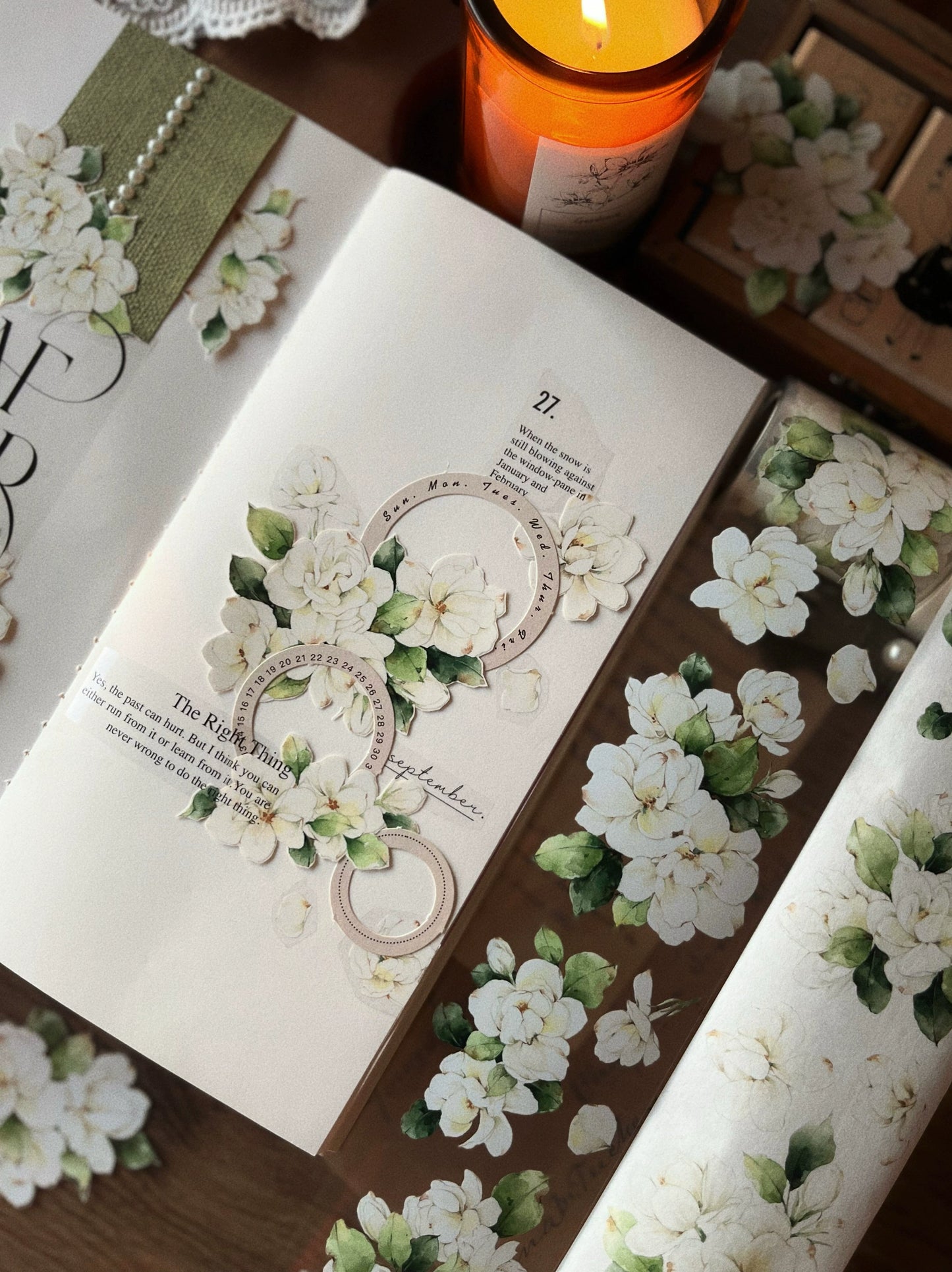 YiEr Vol11【Jasmine Flower】Floral Washi Tape and PET Stickers