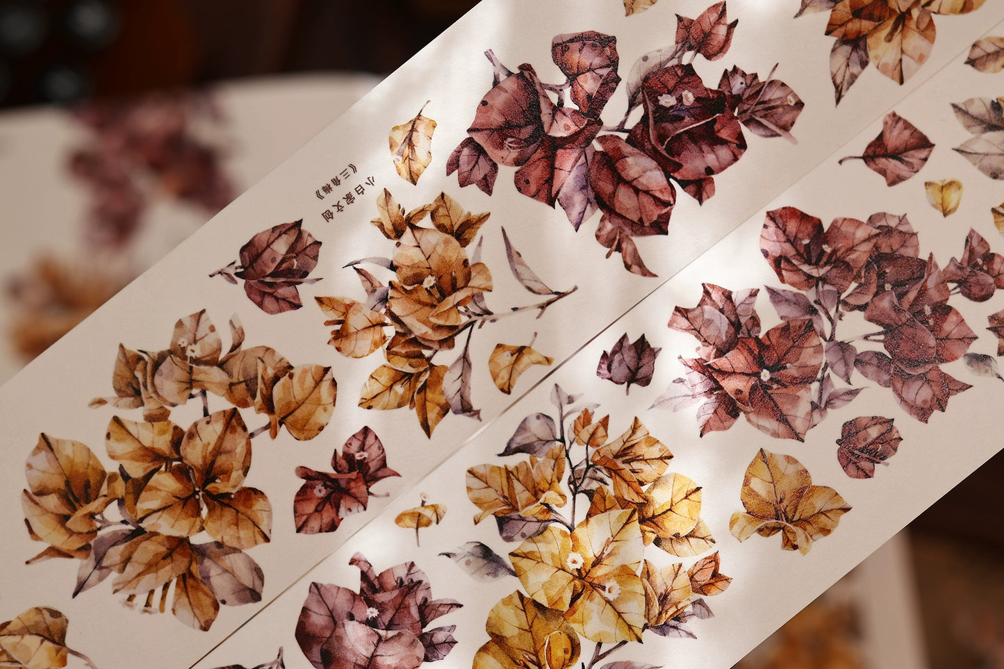 XiaoBaiJia【Bougainvillea Follower】Light Retro Tea Brown Flower Orginal Design Washi Pet Floral Tape Landscaping Stickers