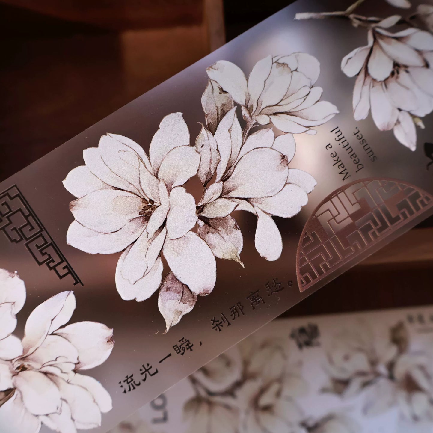YiEr Vol14【Moon Condensation Fragrance】Ancient Style Magnolia Floral Washi Tape and PET Stickers