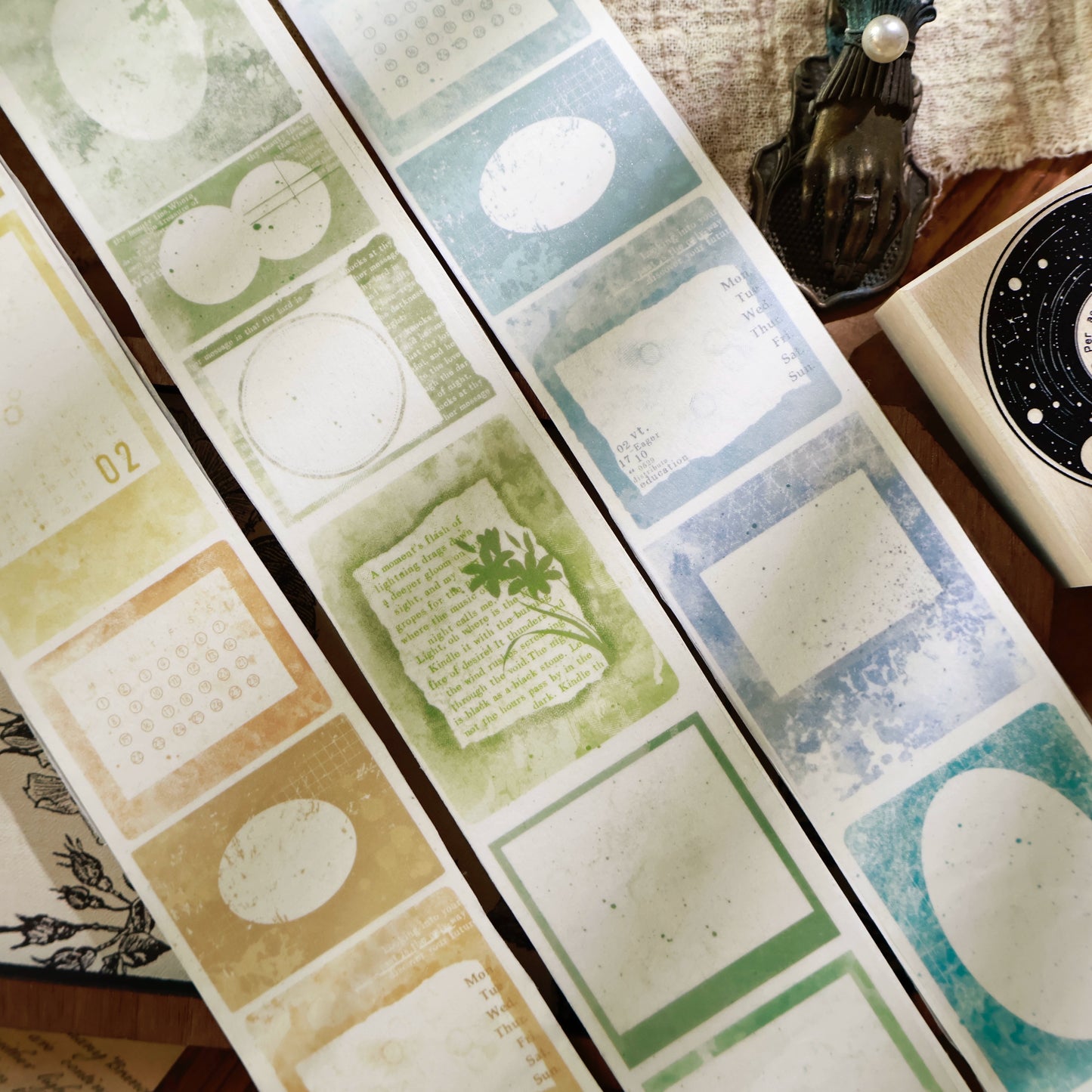 YiEr Vol13【Border Set】Orginal Design Washi/Pet Frame Tape Light Retro Backgroud Stickers