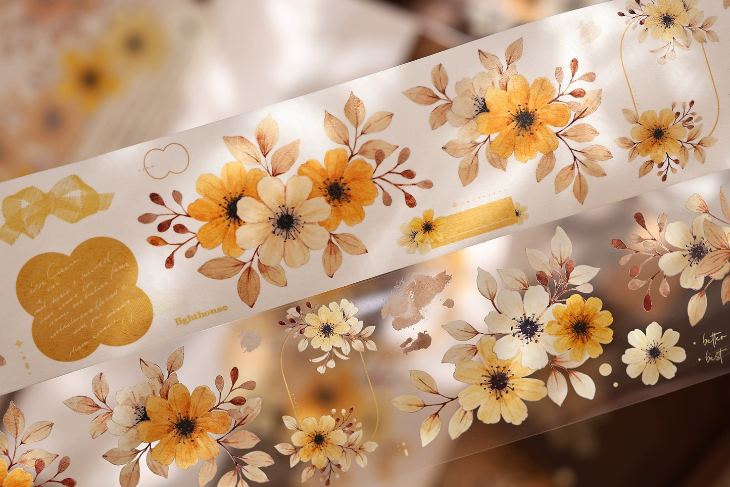 XiaoBaiJia【 Summer Overture】Light Retro Daisy Flower Orginal Design Washi Pet Floral Tape Landscaping Stickers
