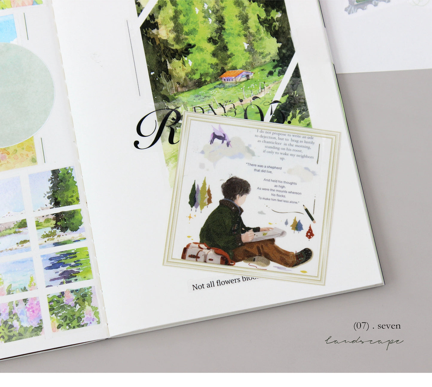 Moodtape【Traveler's Diary&White Gallery】Landscape Frame Original Design Washi/Pet Tape Stickers,for Scrapbook Supplies,Scrapbook Tape Stickers,Junk Journal Supplies