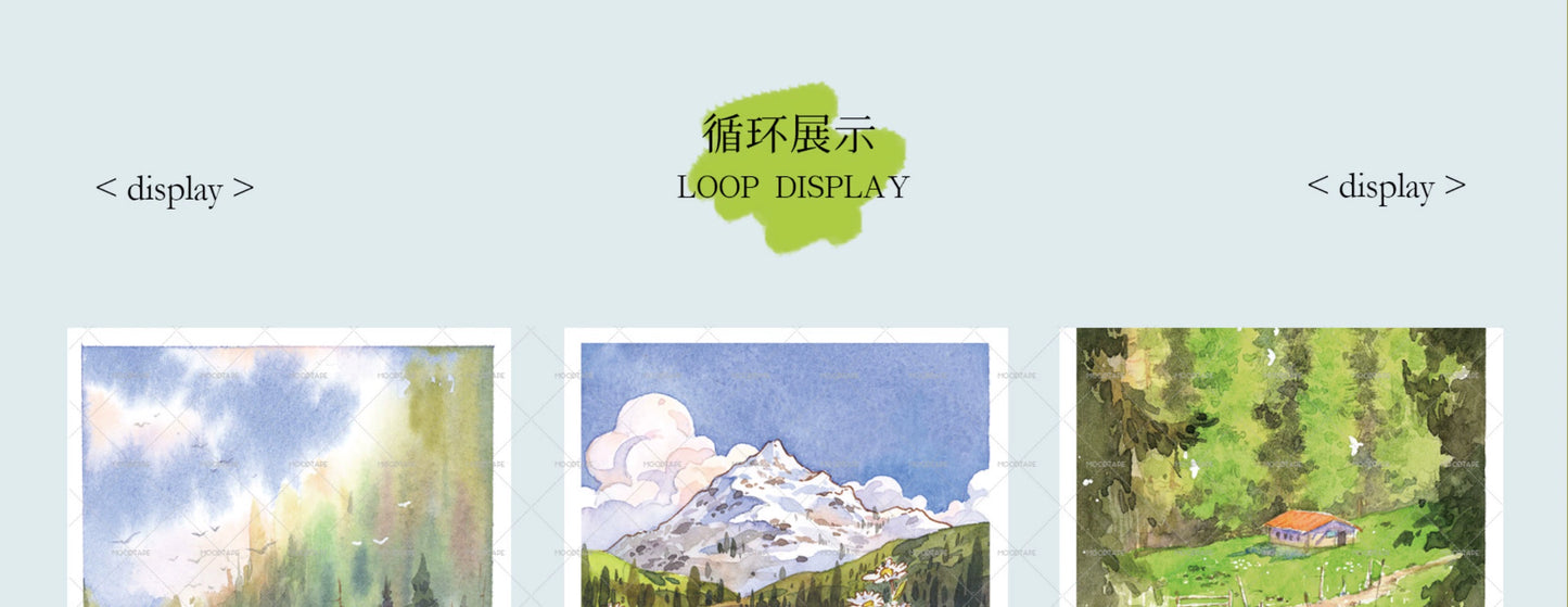 Moodtape【Traveler's Diary&White Gallery】Landscape Frame Original Design Washi/Pet Tape Stickers,for Scrapbook Supplies,Scrapbook Tape Stickers,Junk Journal Supplies
