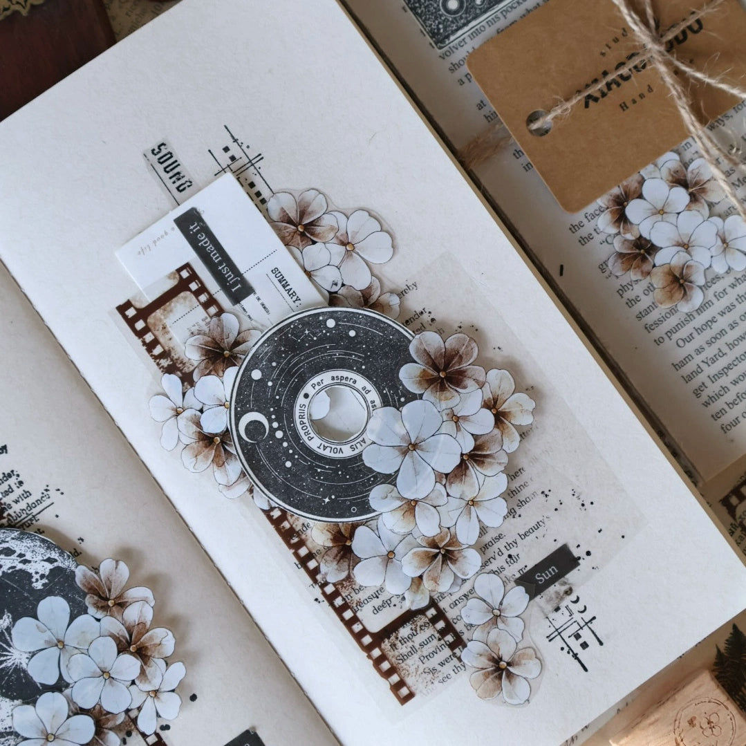 YiEr Vol13【Dusk】Orginal Design Vintage Small Flowers Washi/Pet Floral Tape Light Retro Landscaping Stickers