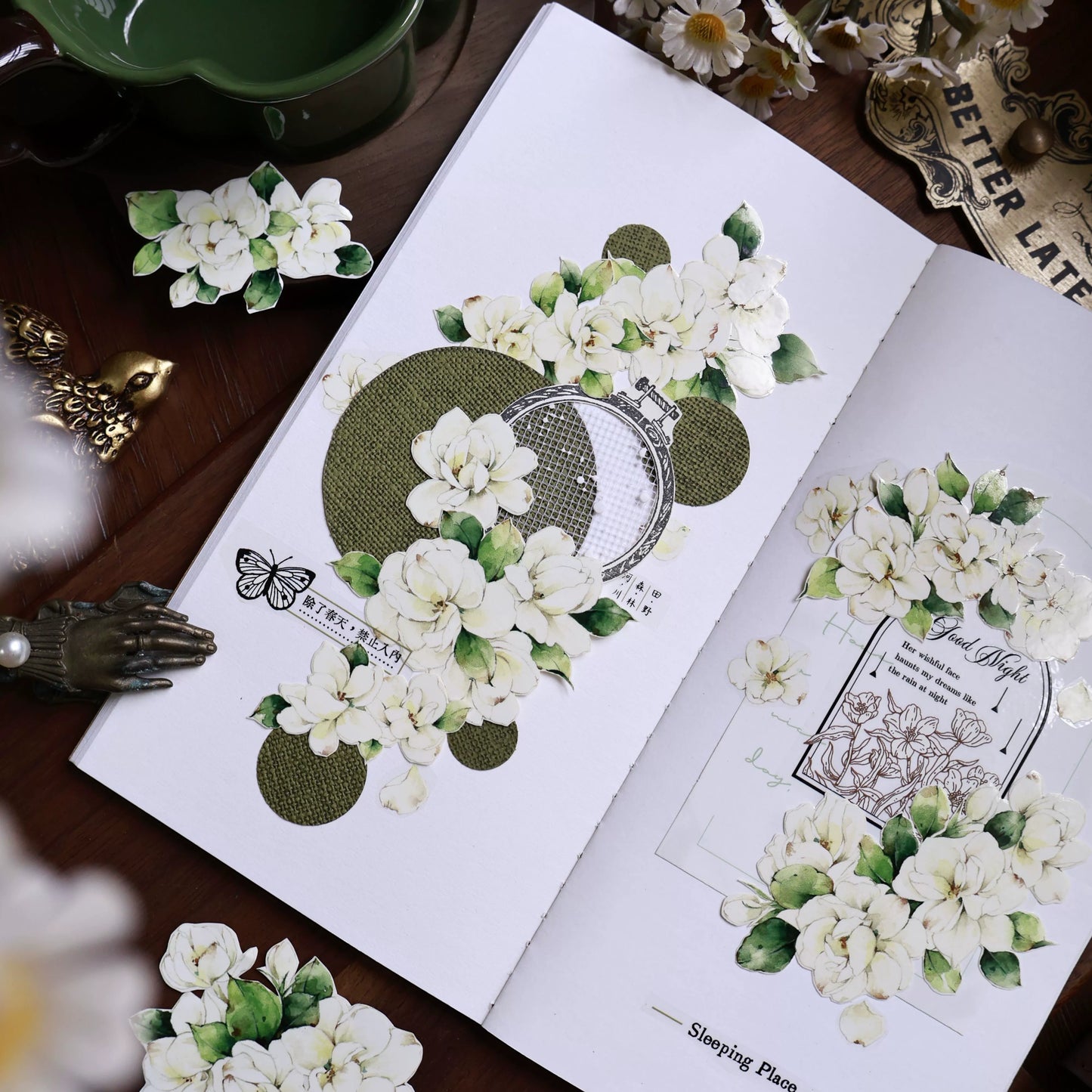 YiEr Vol11【Jasmine Flower】Floral Washi Tape and PET Stickers