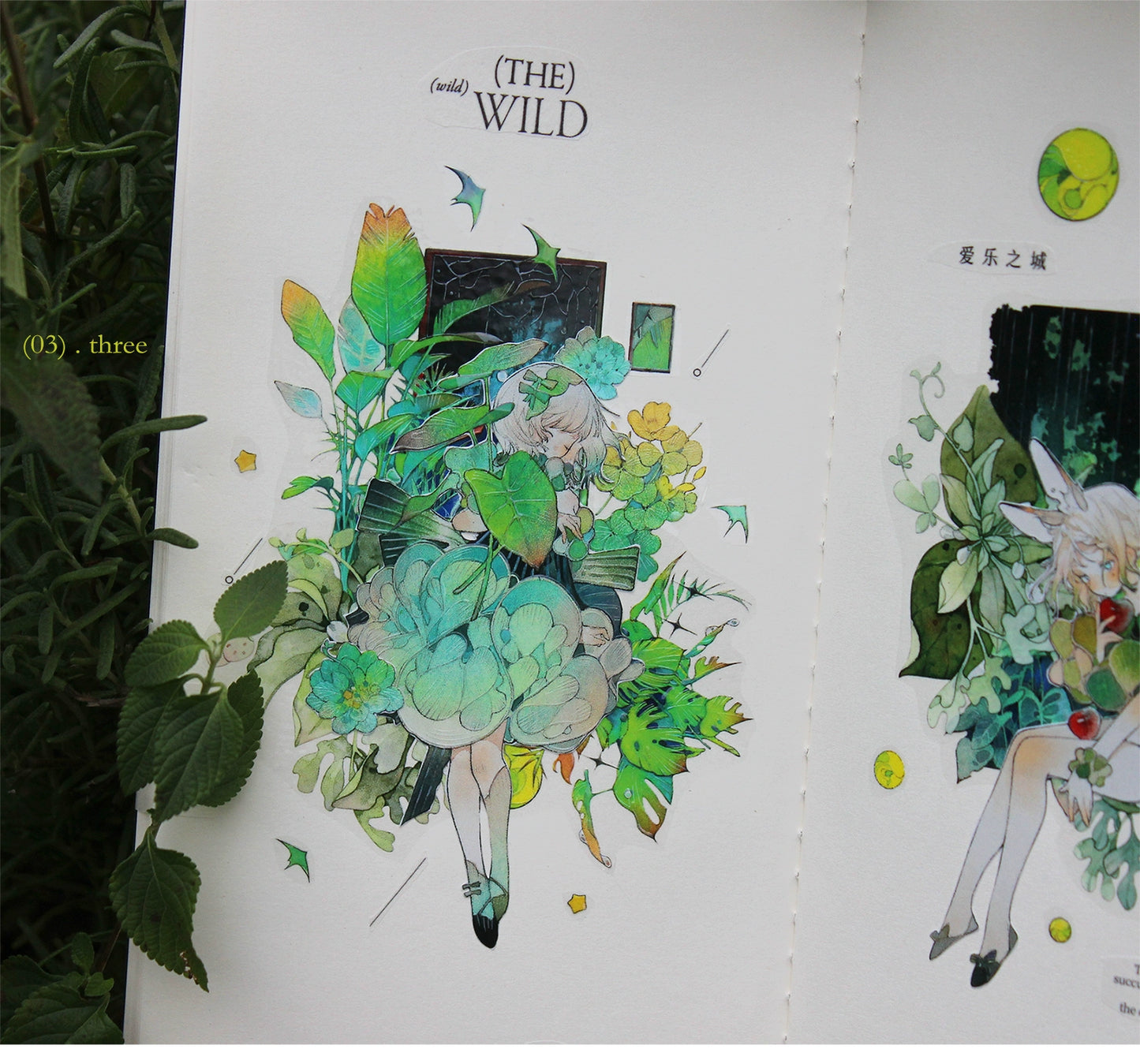 Moodtape【At Dusk in Spring and Green Mountains】Original Character Elf Design Washi/Pet Tape Stickers,for Scrapbook Supplies,Scrapbook Tape Stickers,Junk Journal Suppliesmoodtape