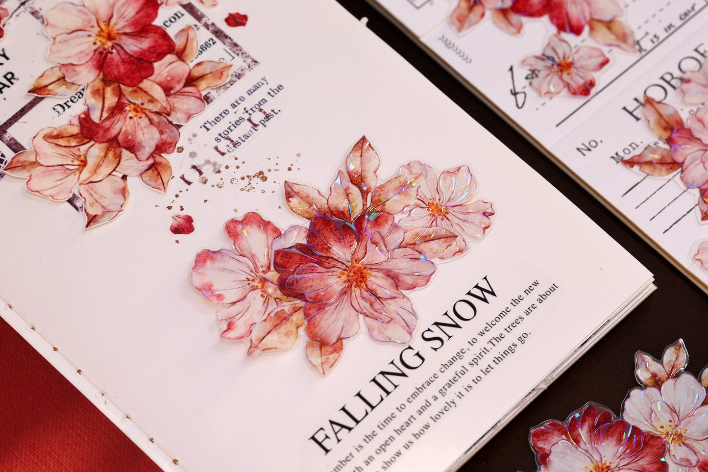 XiaoBaiJia【Red Longing Follower】Light Retro Red Flower Orginal Design Washi Pet Floral Tape Landscaping Stickers