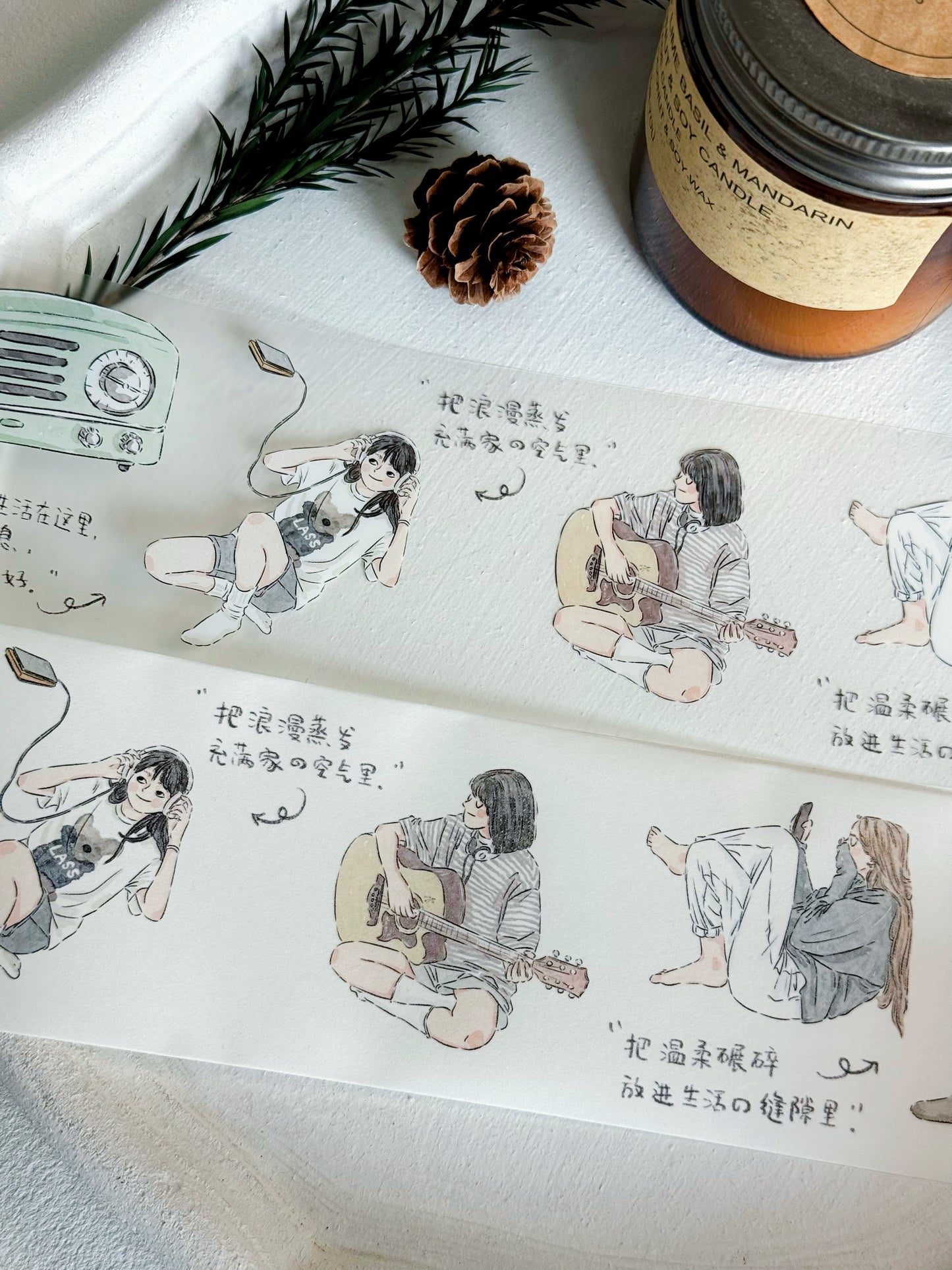 XiYue【Zi QingHuan】Original Character Design Washi/PET Tape Stickers,for Scrapbook Supplies,Journaling,Junk Journal,Bullet Journal,Planner Stickers