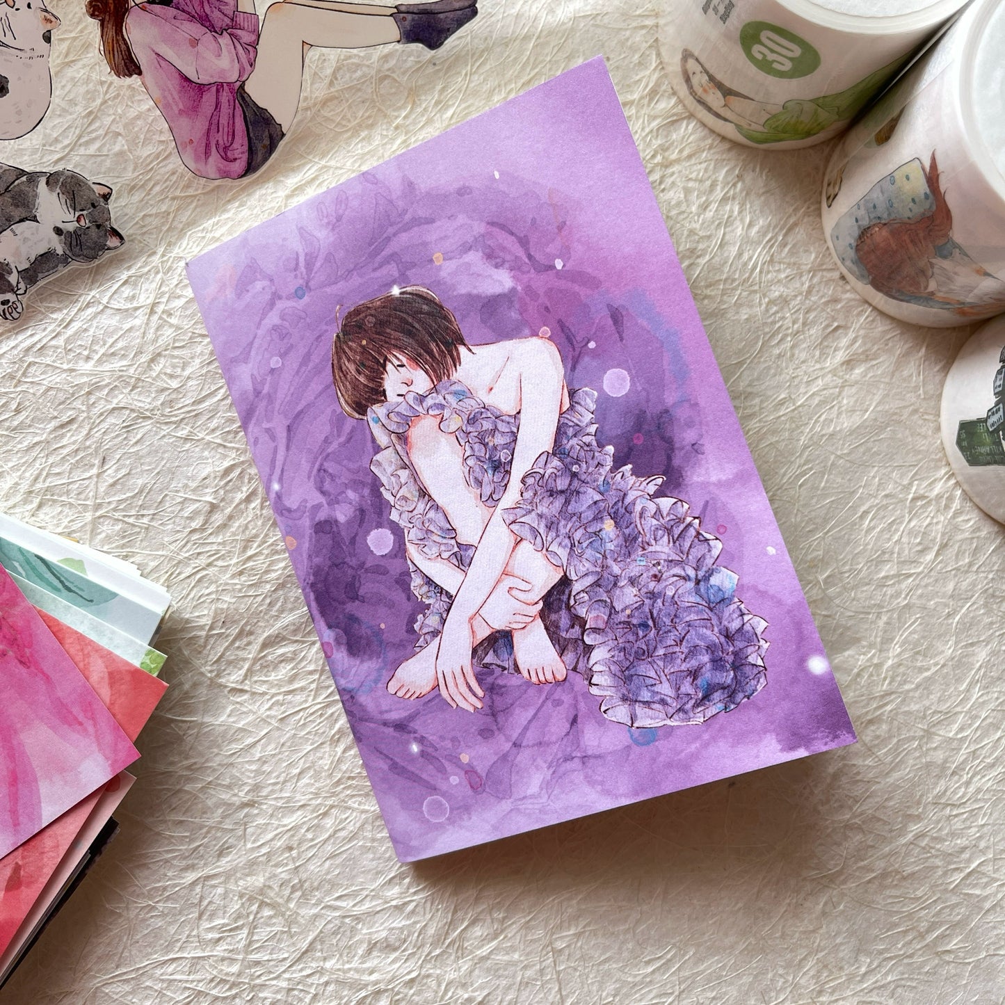DingDing Vol9【4 Pcs 9*12.5cm Person Cover Travel Notebook】,Washi Sticker Book,Passport, Blank Inner Pages,for Junk Journal,Journaling,Scrapbooking