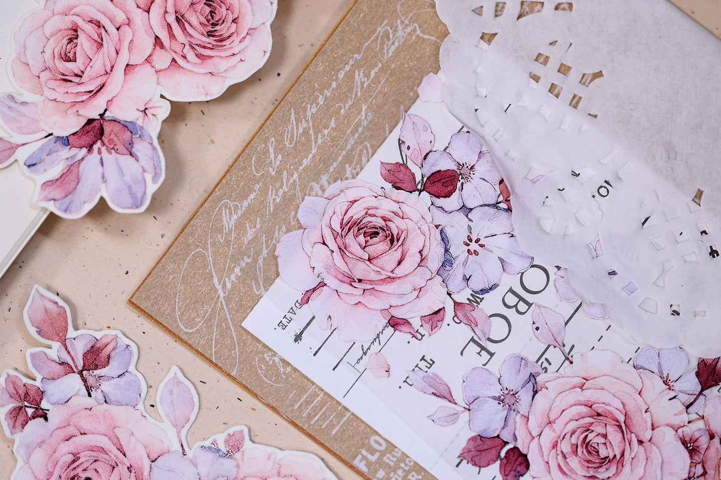 XiaoBaiJia【Clear Sky/Morning Mist】Light Retro Mint Green Flower Orginal Design Washi Pet Floral Tape Landscaping Stickers