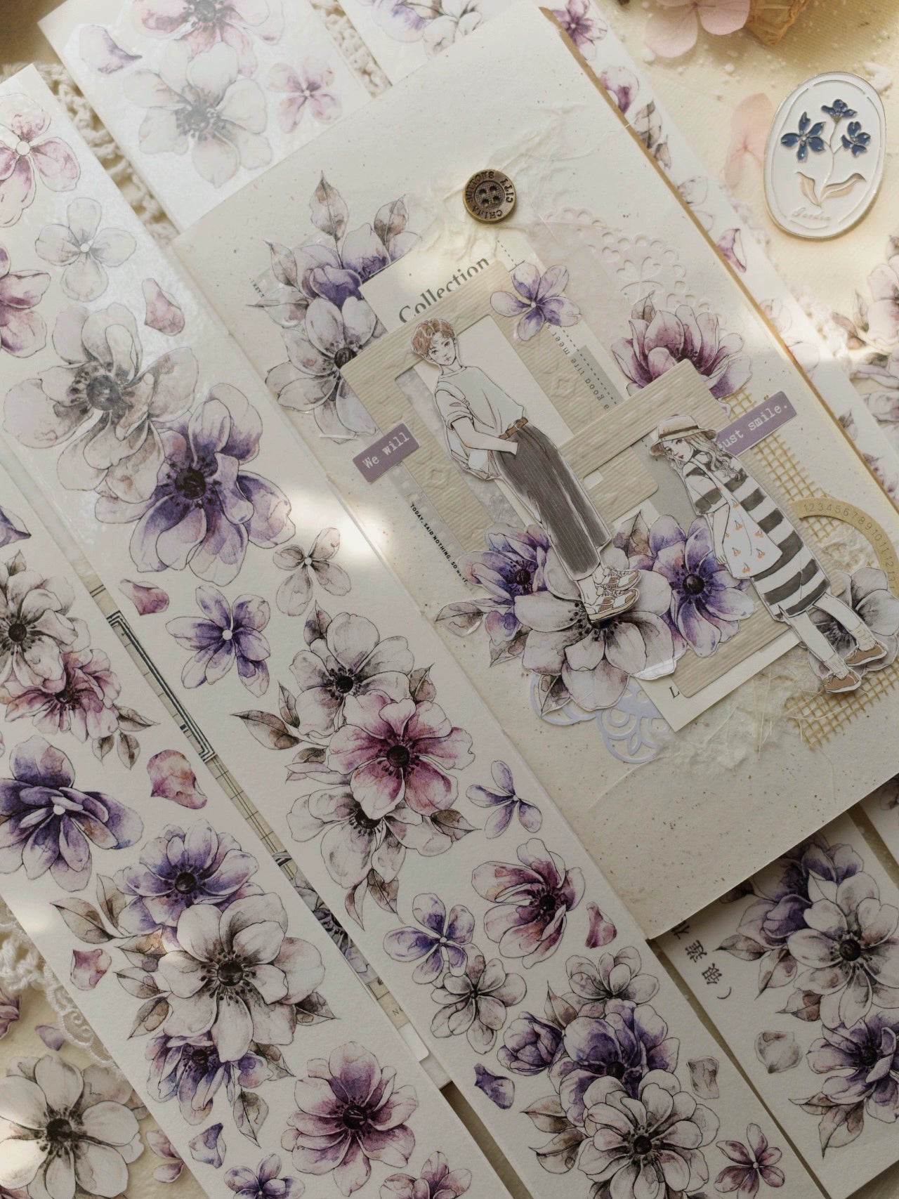 YiEr Vol7【Anemone】Orginal Design Washi/Pet Tape Light Retro Stickers