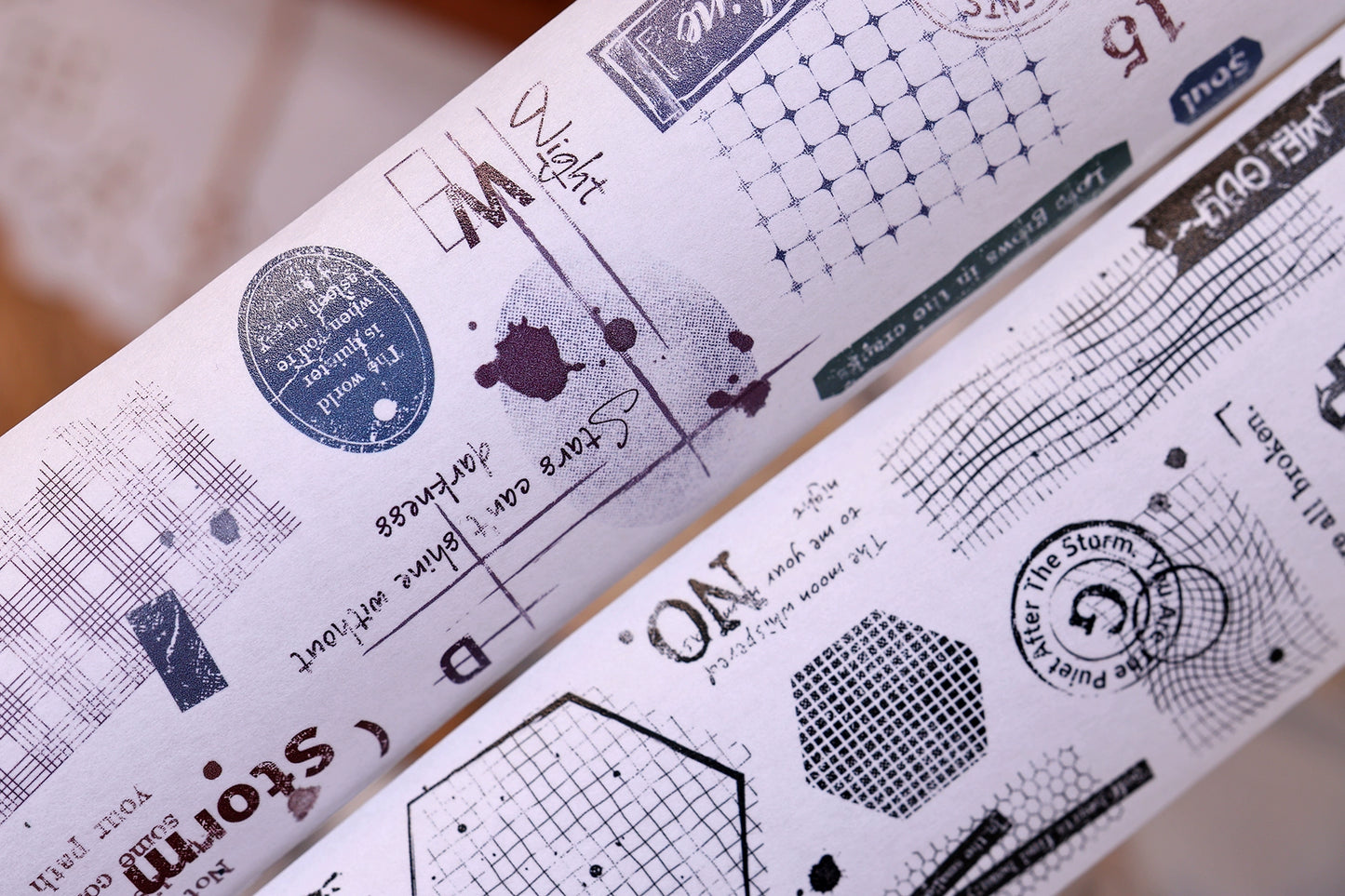 XiaoBaiJia【Narrative of Time】Light Retro Grid Base English Text Washi Pet Tape Stickers