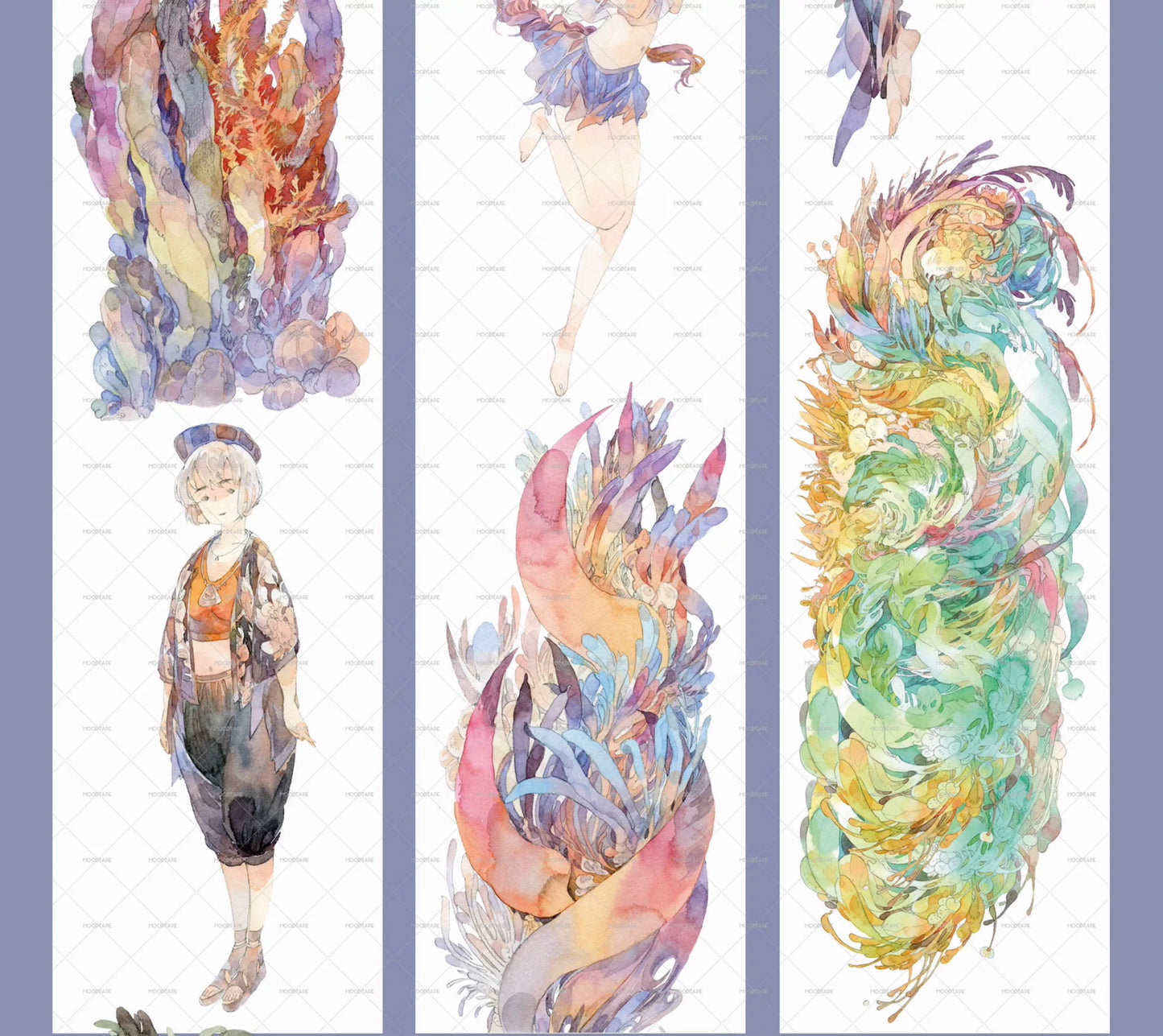Moodtape【South Wind&Summer Cruising】Original Animal Characters Landscap Original Design Washi/Pet Tape Stickers,for Scrapbook Supplies,Scrapbook Tape Stickers,Junk Journal Supplies