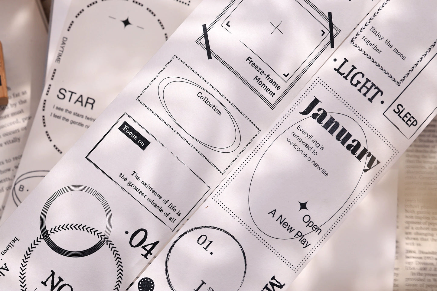 XiaoBaiJia【Frame Collection】Light Retro Chinese and English Text Border Washi PET Tape