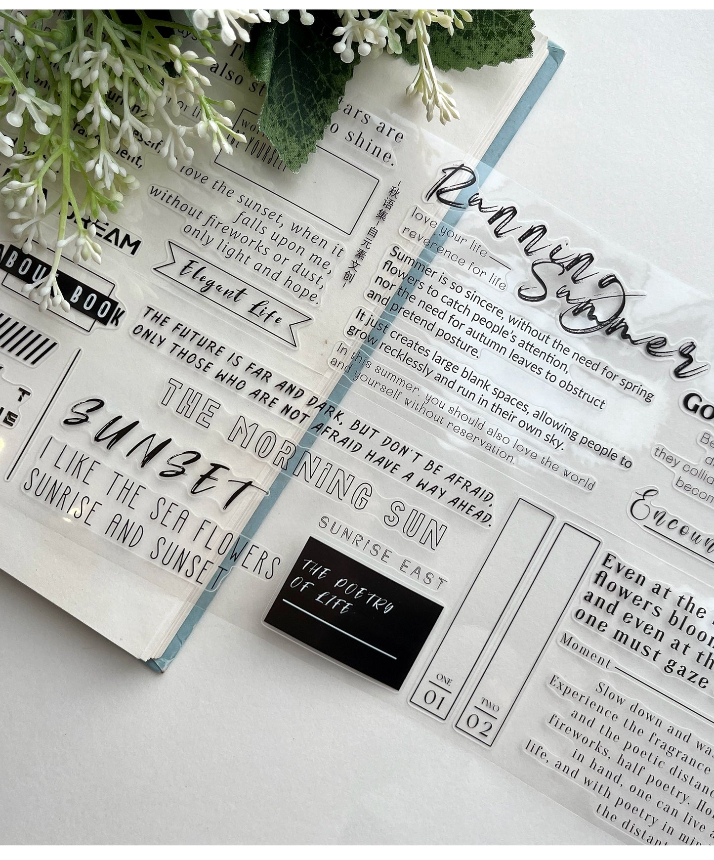 ZiYuanSu【Autumn Language Collection】English Text Pre-cut Washi/PET Tape,for Scrapbook Supplies,Scrapbook Tape Stickers,Junk Journal Supplies