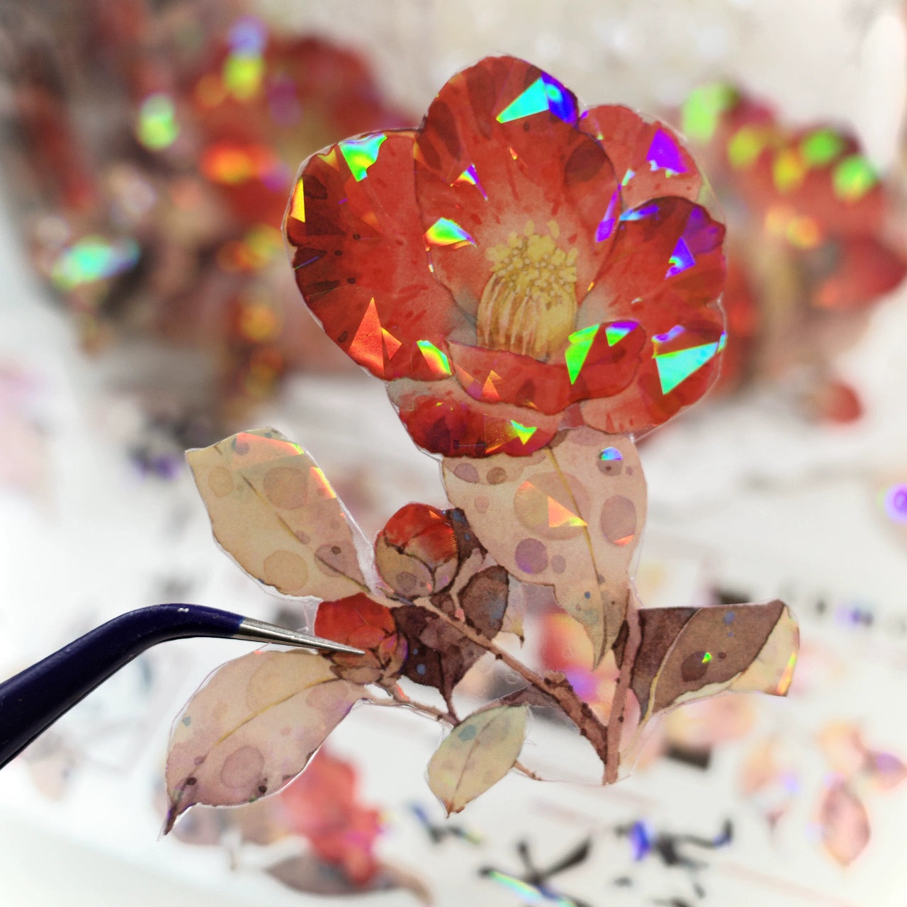 YiEr【Yan Ran】Orginal Design Washi/Pet Tape Light Retro Floral Stickers