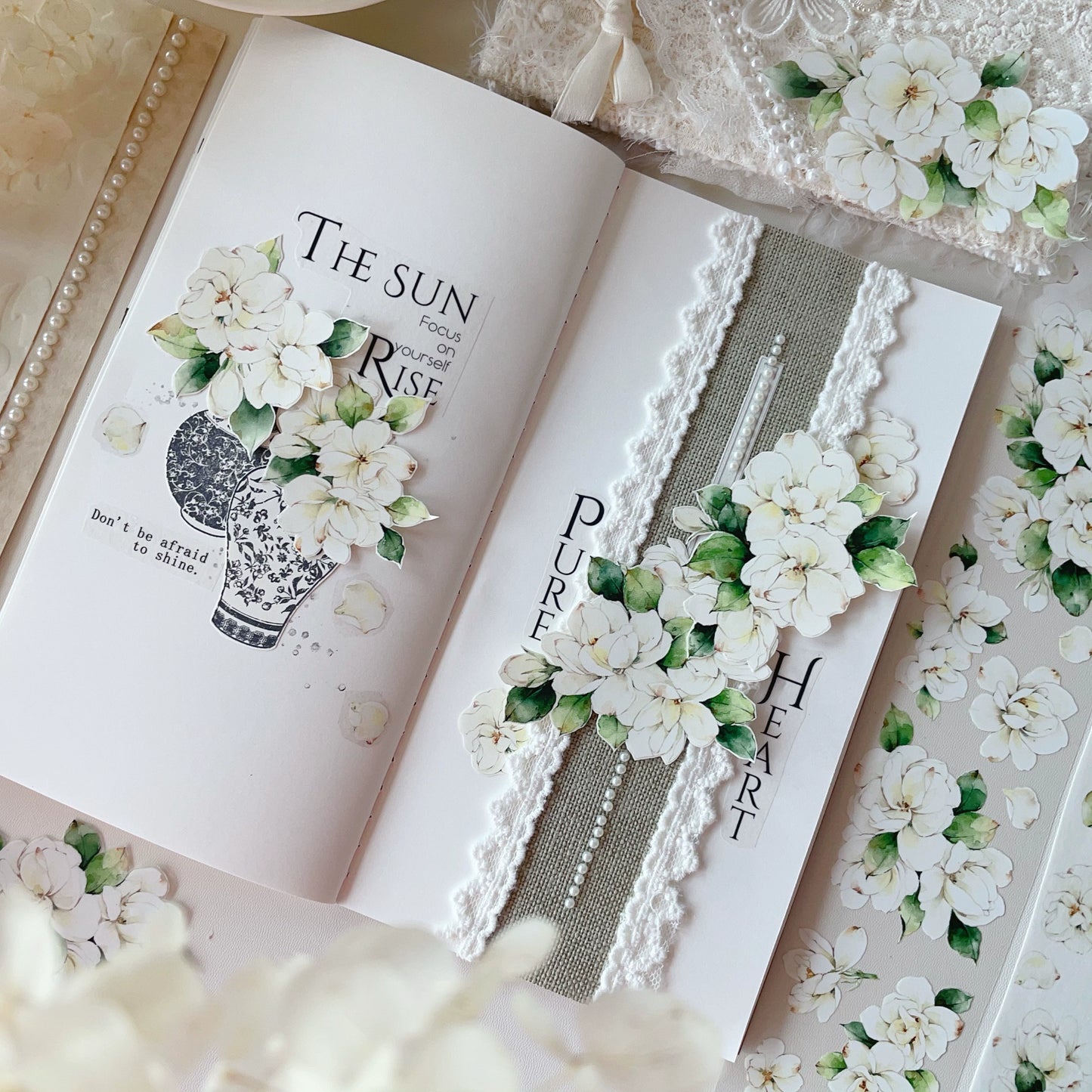 YiEr Vol11【Jasmine Flower】Floral Washi Tape and PET Stickers