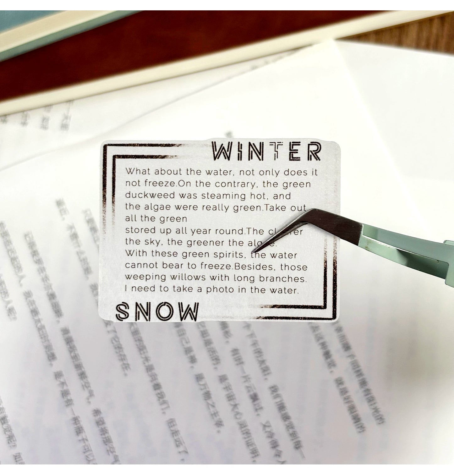 ZiYuanSu【Prose Discourse】English Text Pre-cut Washi/PET Tape,for Scrapbook Supplies,Scrapbook Tape Stickers,Junk Journal Supplies