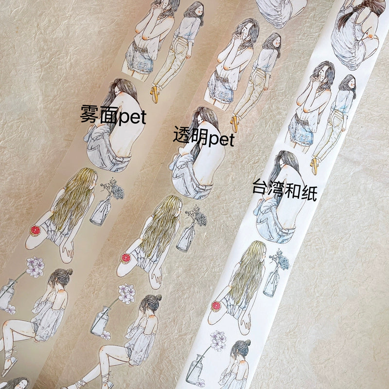 Seahorse Forest Vol6【A37#Leisurely】Original Design Pre-Cut Washi/PET Tape Stickers,for Scrapbook Supplies,Junk Journal Supplies