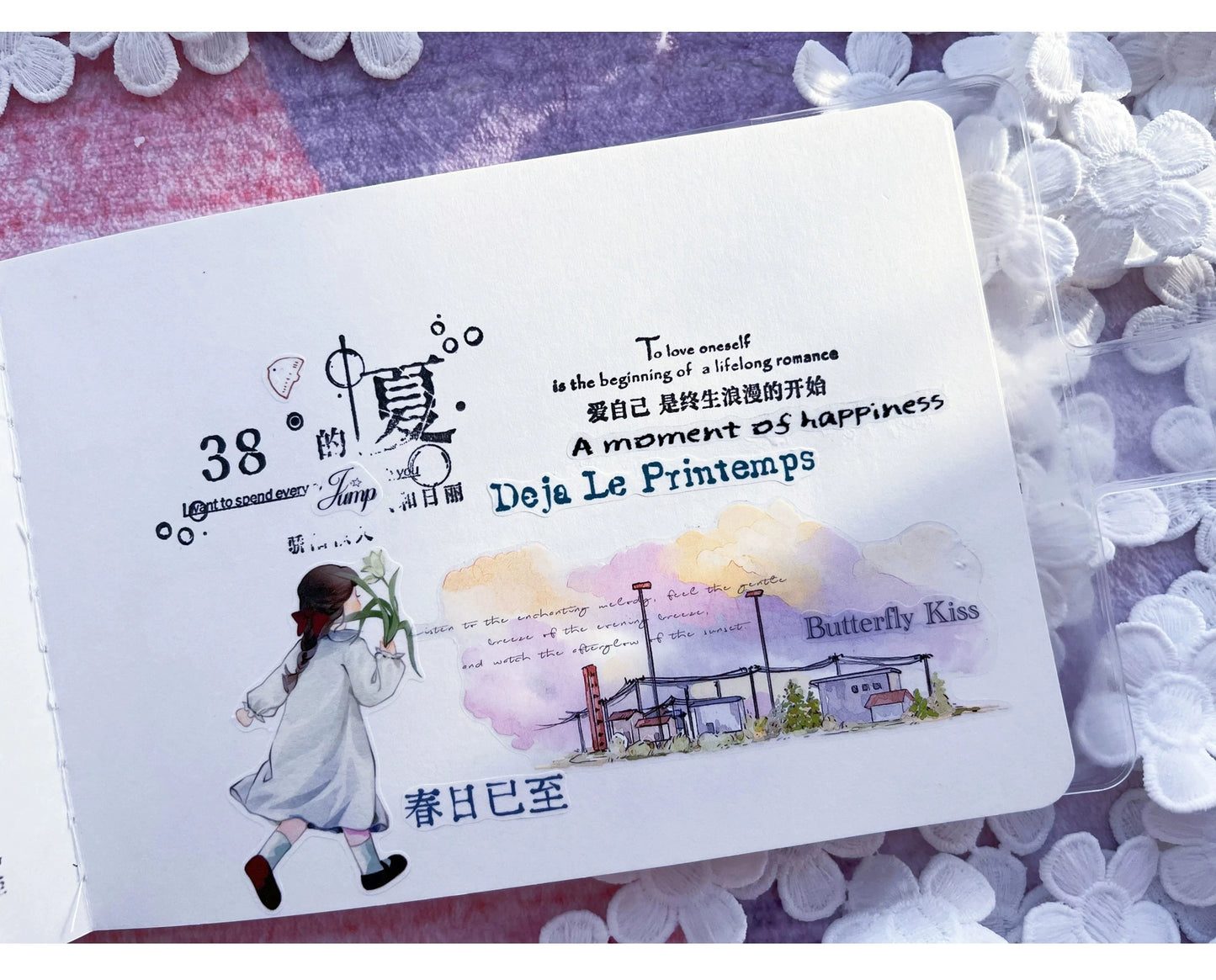 ZiYuanSu Vol12【Light Wind Cloud Shadow】Scene/Landscape Pre-cut Washi/PET Tape,for Scrapbook Supplies,Scrapbook Tape Stickers,Junk Journal Supplies